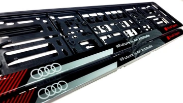 Skiltholder logo Audi Future is an attitude │ Nummerskiltholder License Plate Frame - sett 2 stk.