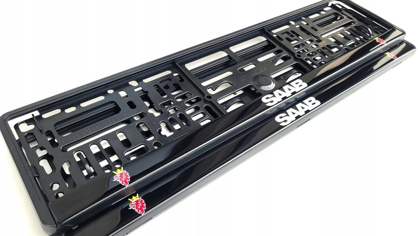 Skiltholder logo Saab │ Nummerskiltholder License Plate Frame - sett 2 stk.