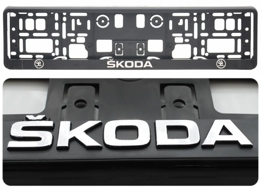 Skiltholder logo Skoda │ 3D Skiltplate Ramme med Skoda-logo - 1 stk. Image 3