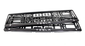 Skiltholder logo Tesla │ Nummerskiltholder License Plate Frame - sett 2 stk.