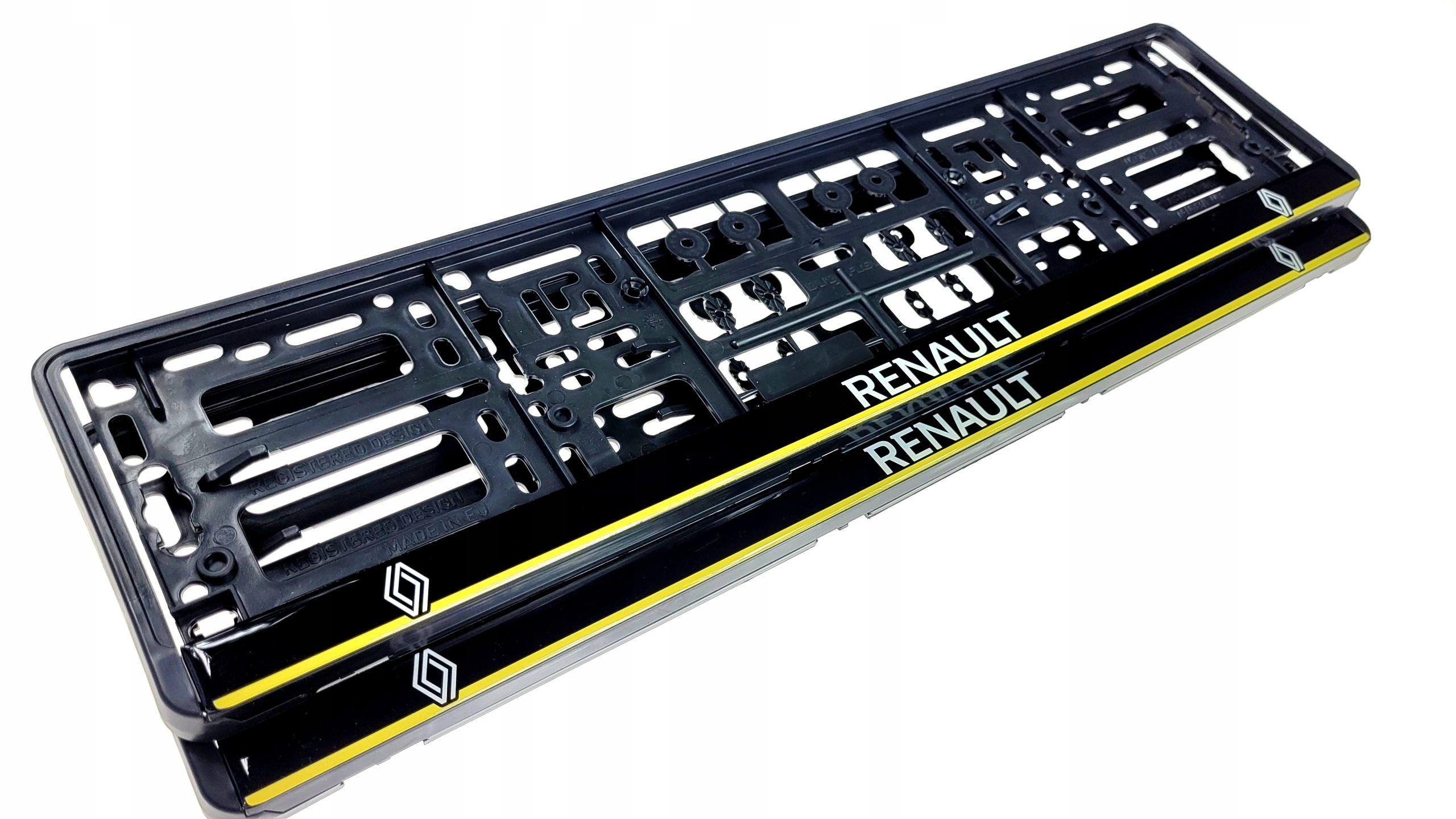 Skiltholder Renault Yellow Edition │ Nummerskiltholder License Plate Frame  - sett 2 stk.