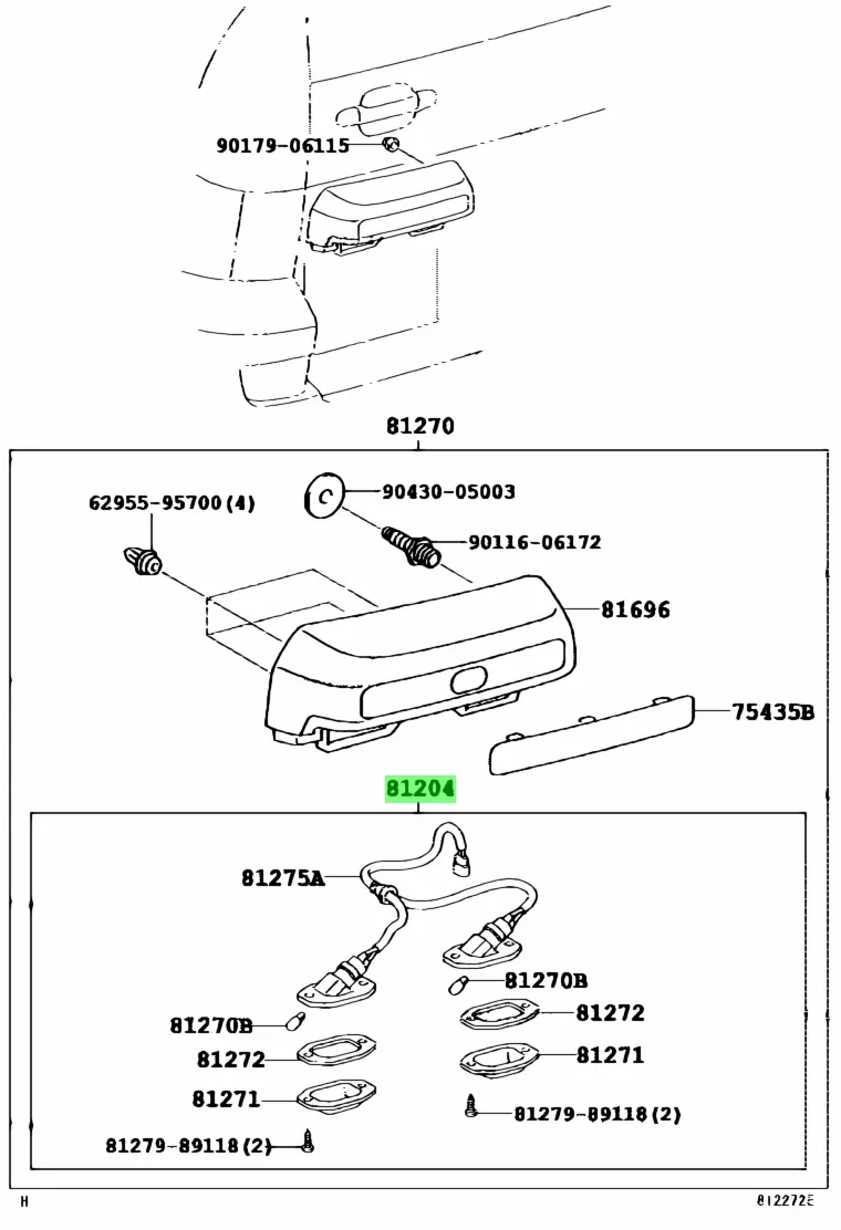 Skiltlys Toyota Land Cruiser J120 2002 - 2009 │ Genuine® Genuine Toyota (8120460010) - Lamp Unit for License Plate - sett 2 stk. – bilde 2