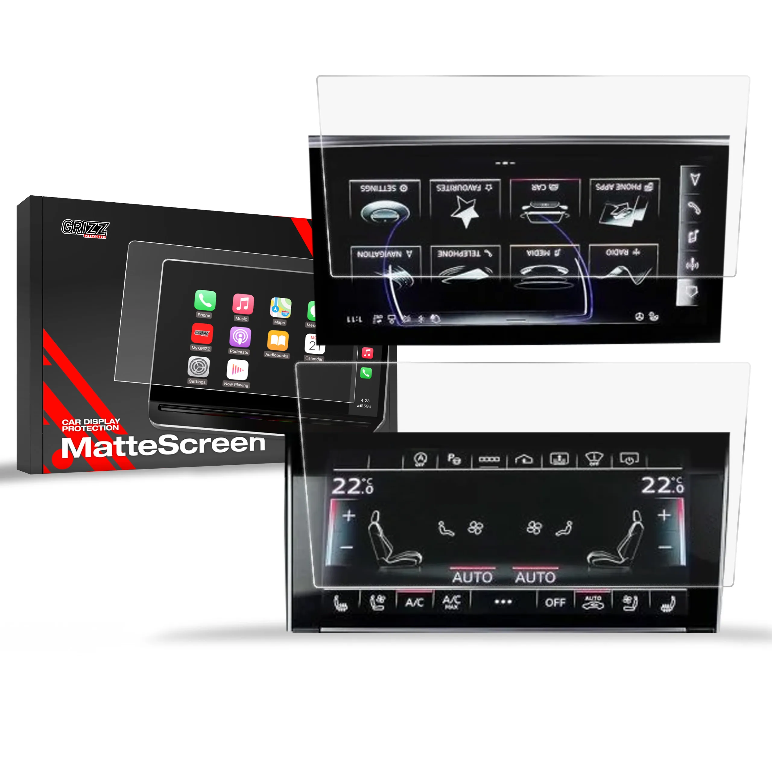 Skjermbeskytter 2-i-1 Audi A8 D5 2022 - 2024 │ Matt Anti-fingeravtrykk Film Grizz MatteScreen