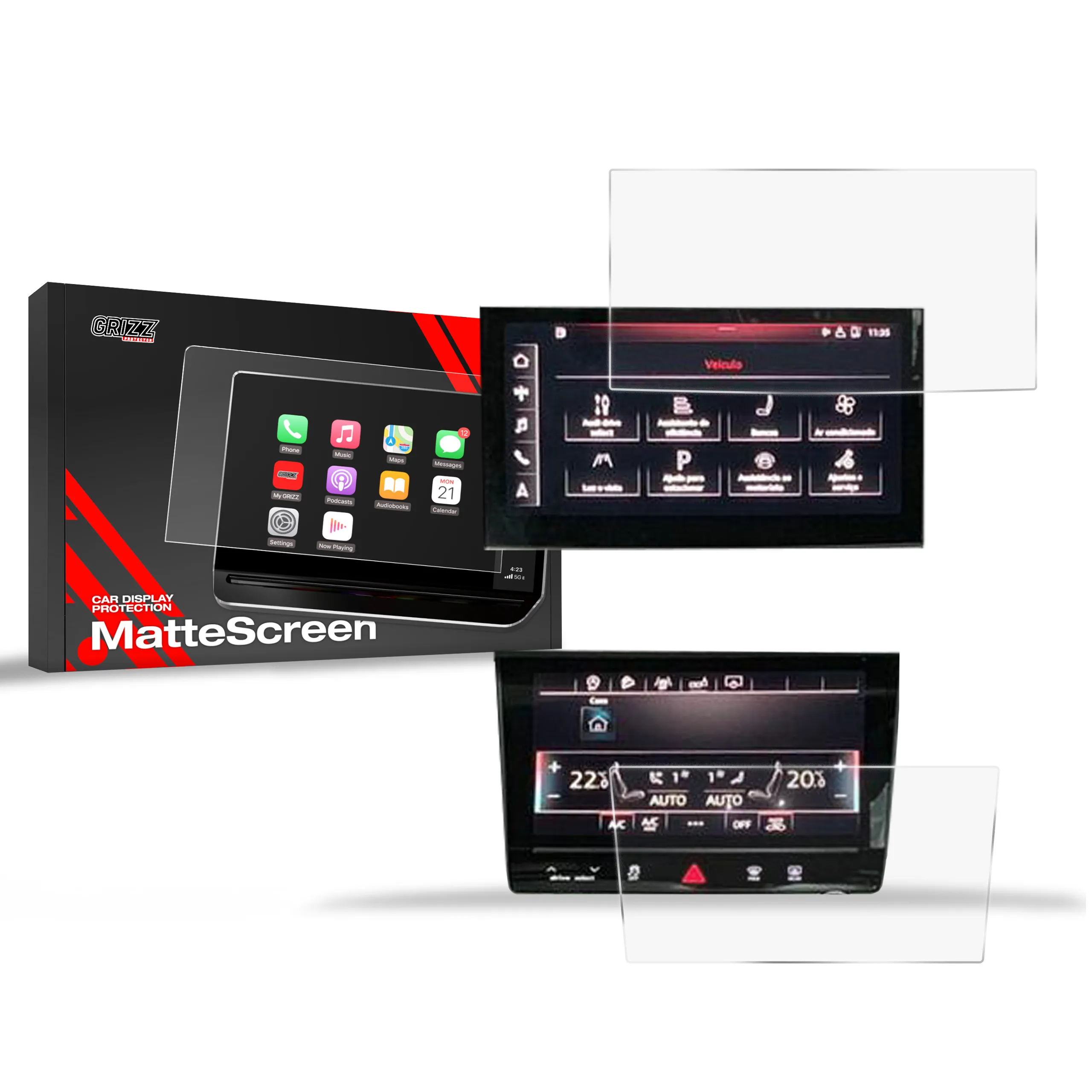 Skjermbeskytter 2-i-1 Audi Q7 2019 - 2025 │ Matt Anti-fingeravtrykk Film Grizz MatteScreen