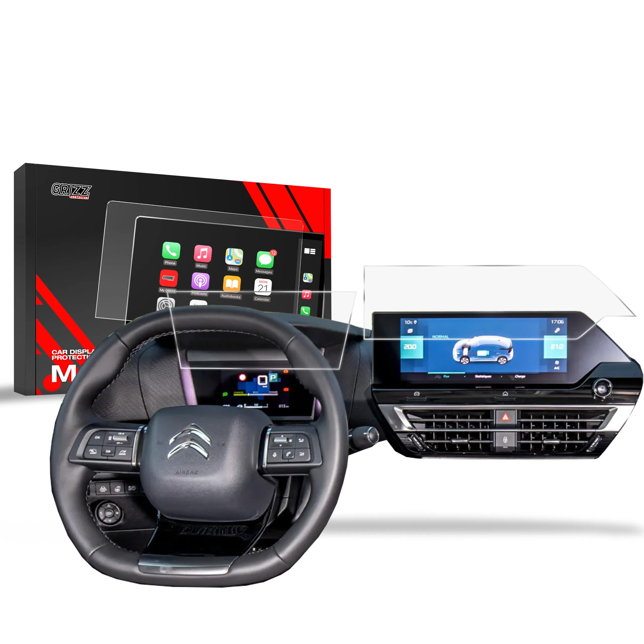 Skjermbeskytter 2-i-1 Citroen C4 III 10" 2021 - 2025 │ Matt Anti-fingeravtrykk Film Grizz MatteScreen