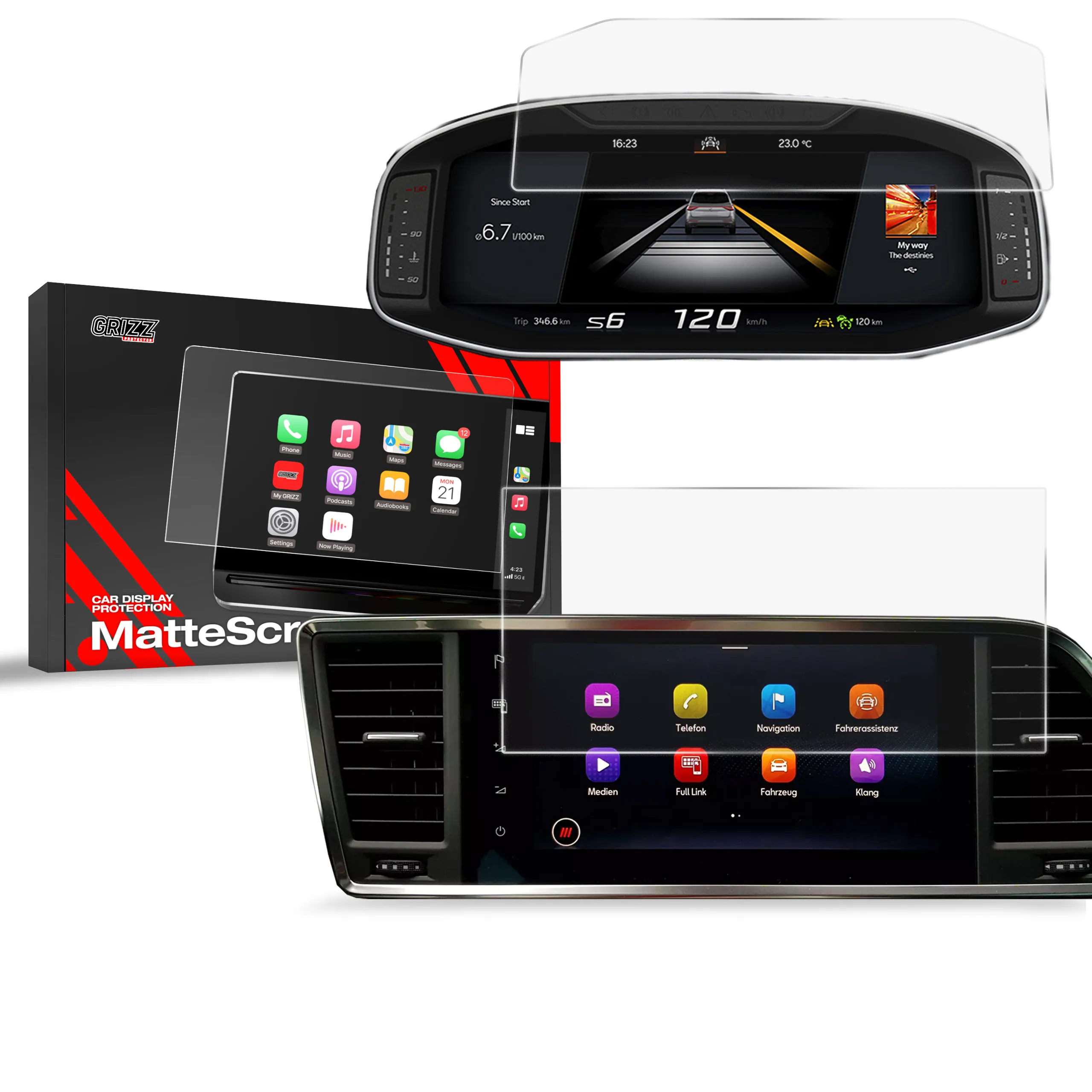 Skjermbeskytter 2-i-1 Cupra Ateca 9,2" 2020 - 2025 │ Matt Anti-fingeravtrykk Film Grizz MatteScreen