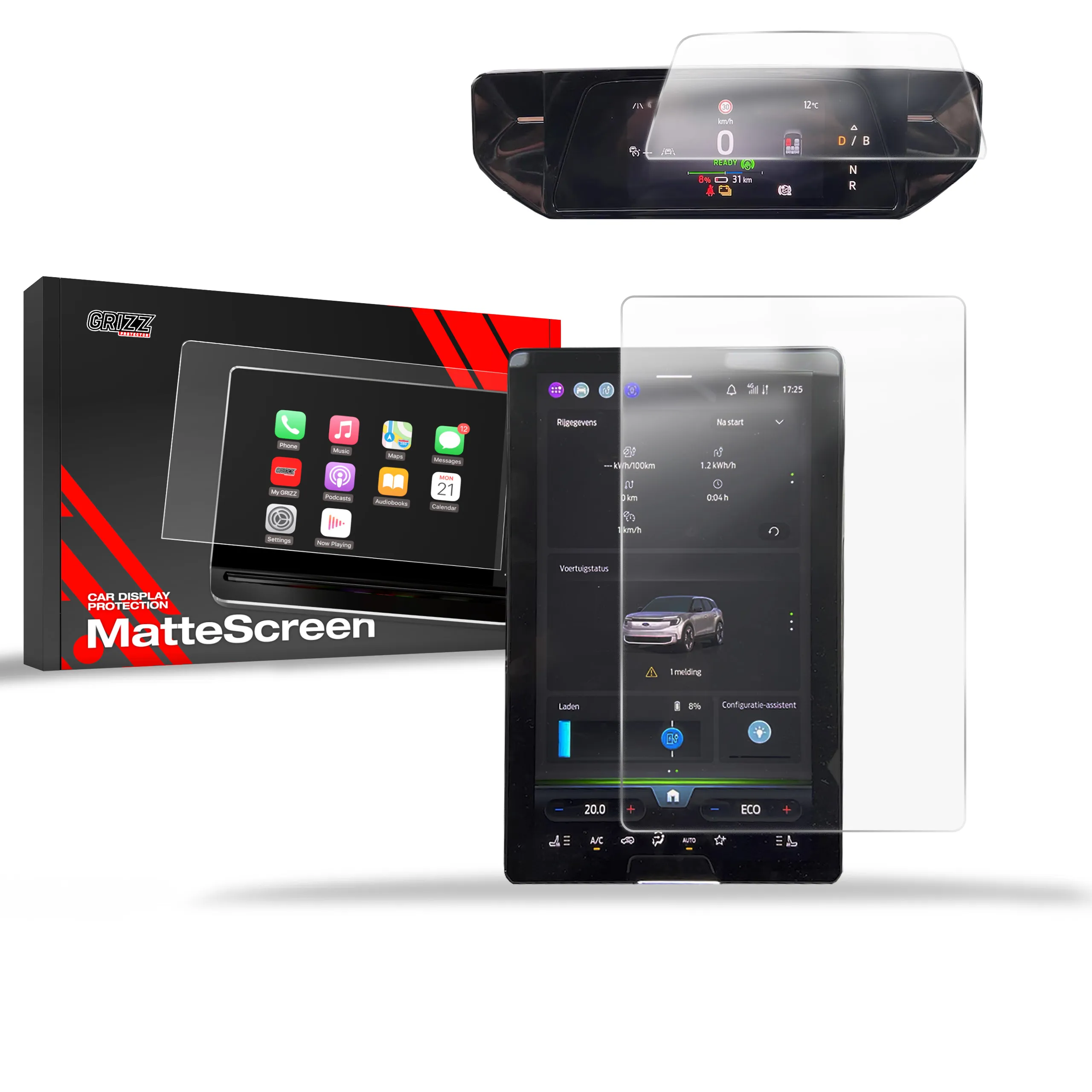Skjermbeskytter 2-i-1 Ford Explorer EV 14,6" 2024 - 2025 │ Matt Anti-fingeravtrykk Film Grizz MatteScreen