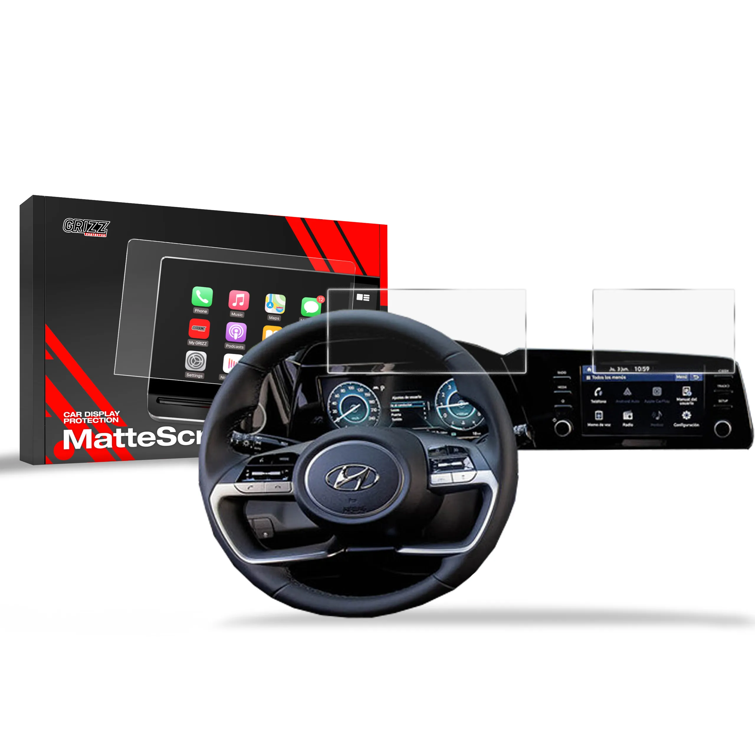 Skjermbeskytter 2-i-1 Hyundai Elantra CN7 8" 2020 - 2025 │ Matt Anti-fingeravtrykk Film Grizz MatteScreen