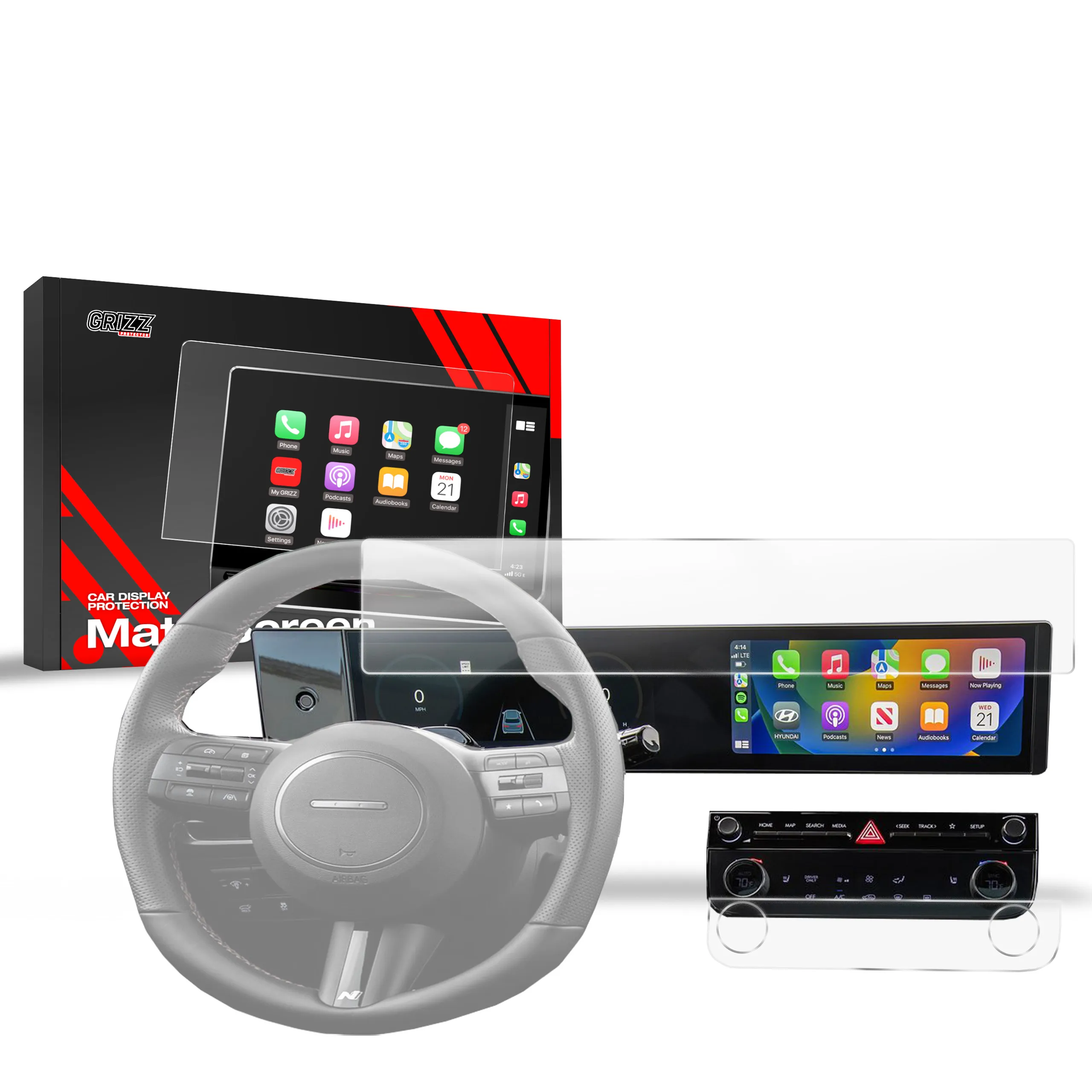 Skjermbeskytter 2-i-1 Hyundai Tucson 12,3" 2024 - 2025 │ Matt Anti-fingeravtrykk Film Grizz MatteScreen