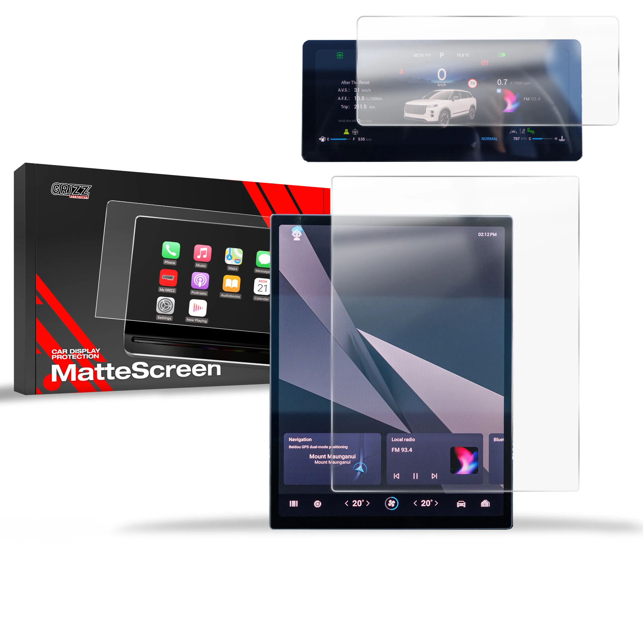 Skjermbeskytter 2-i-1 Jaecoo J7 13,2" 2024 - 2025 │ Matt Anti-fingeravtrykk Film Grizz MatteScreen