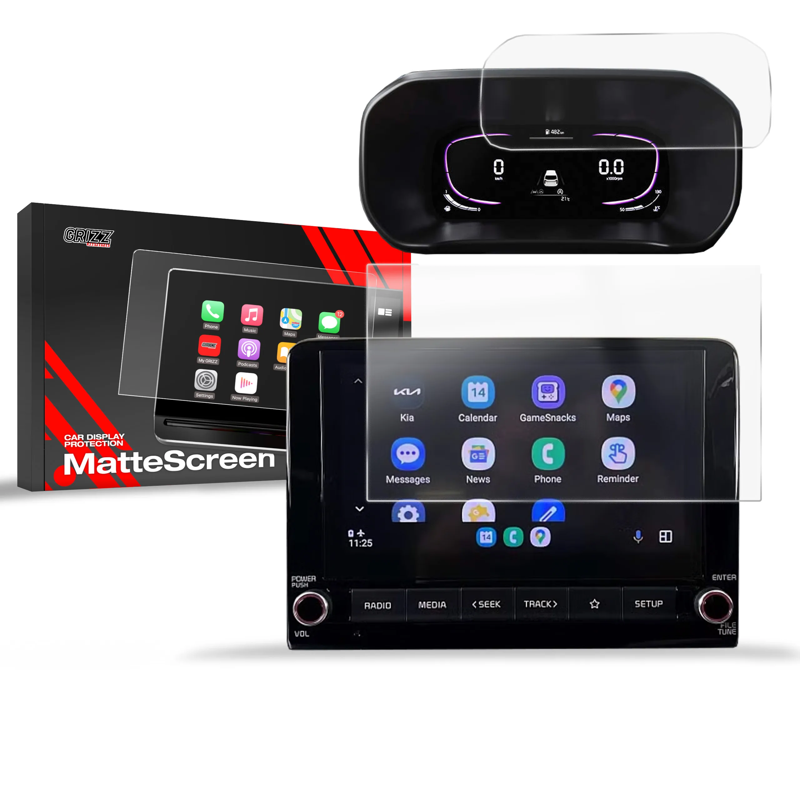 Skjermbeskytter 2-i-1 Kia Stonic 8" 2022 - 2023 │ Matt Anti-fingeravtrykk Film Grizz MatteScreen – bilde 8