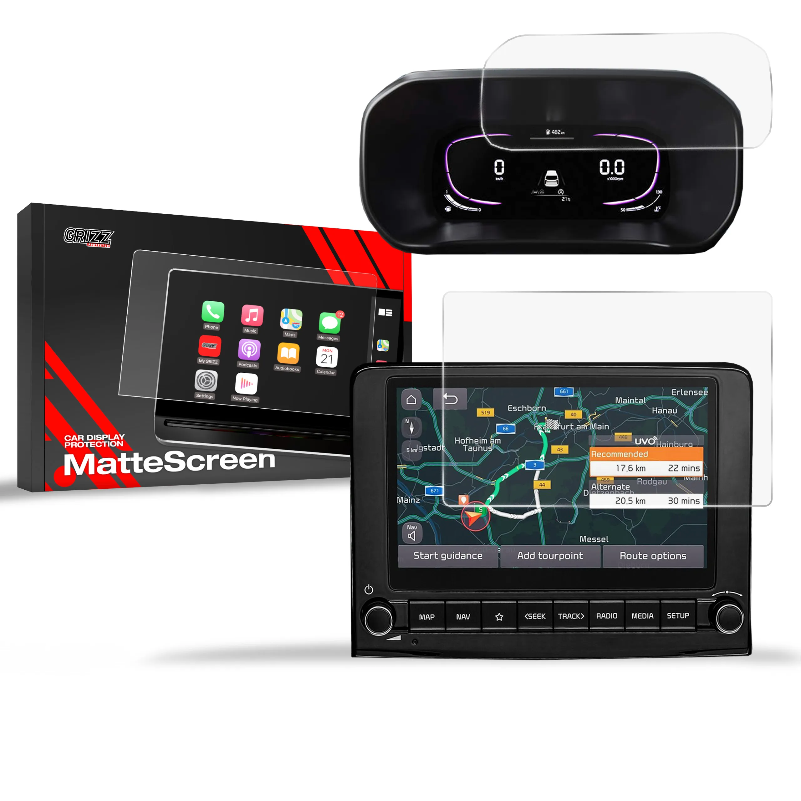 Skjermbeskytter 2-i-1 Kia Stonic 8" 2024 - 2025 │ Matt Anti-fingeravtrykk Film Grizz MatteScreen