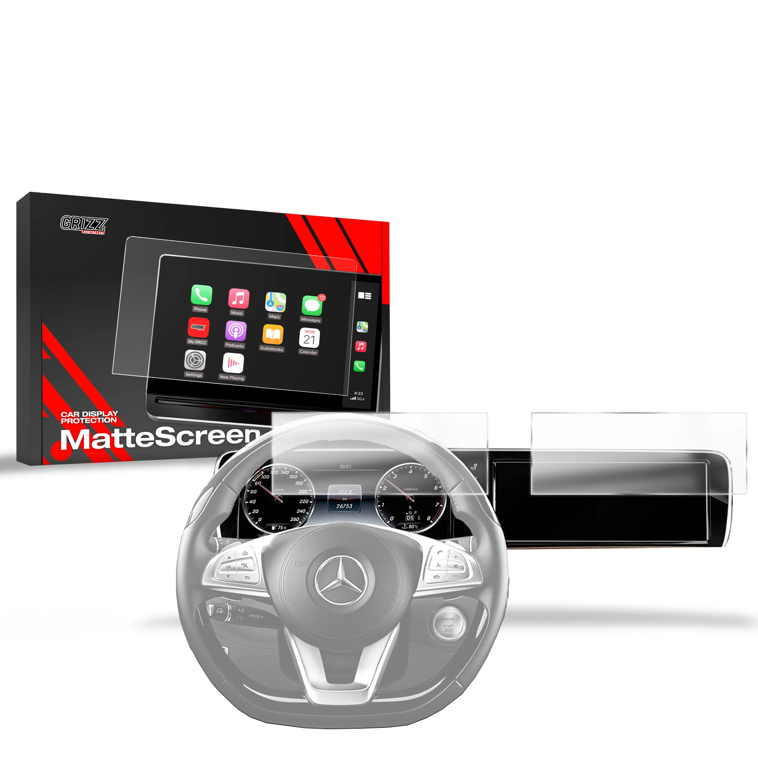 Skjermbeskytter 2-i-1 Mercedes S W222 2013 - 2017 │ Matt Anti-fingeravtrykk Film Grizz MatteScreen