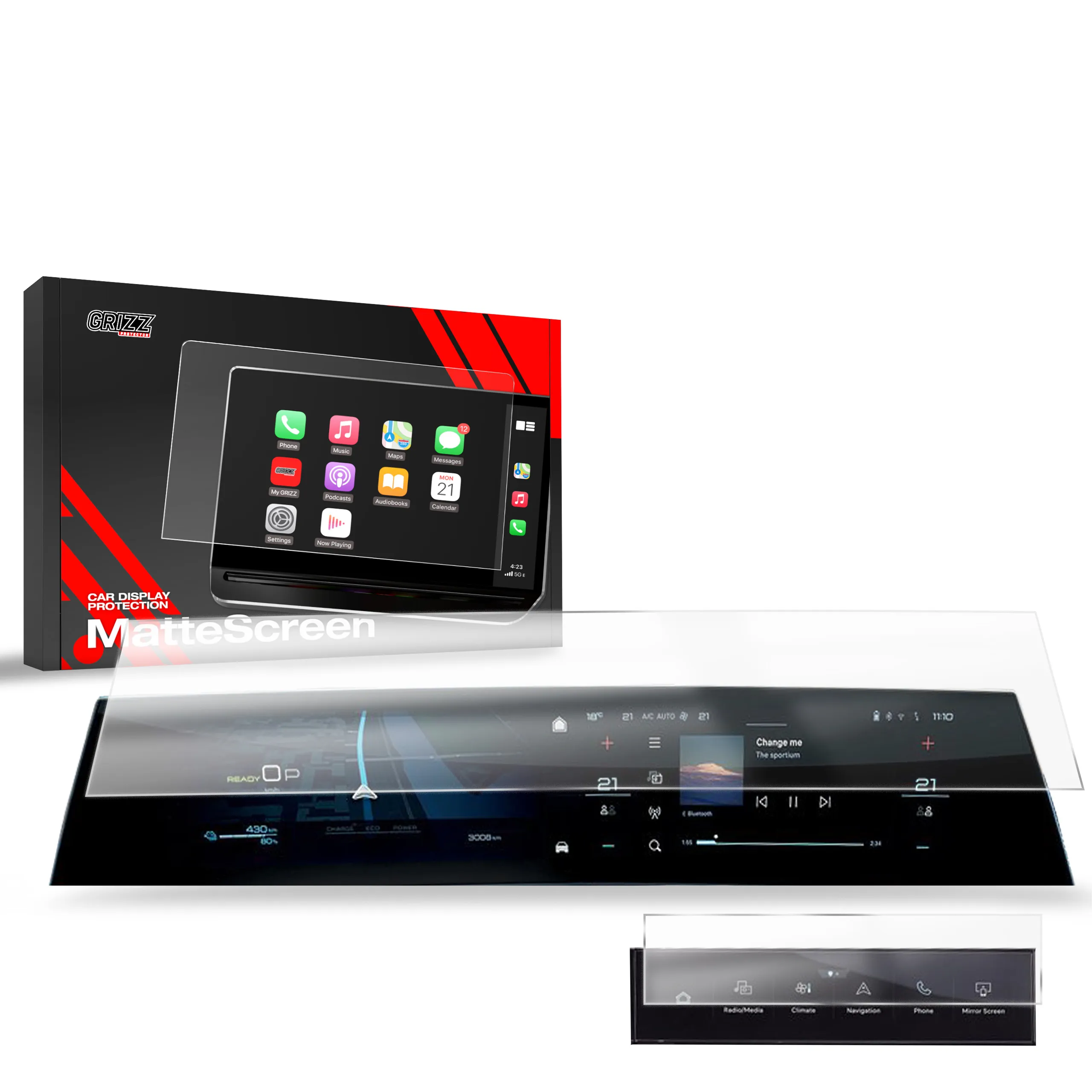 Skjermbeskytter 2-i-1 Peugeot 3008 2024 - 2025 │ Matt Anti-fingeravtrykk Film Grizz MatteScreen