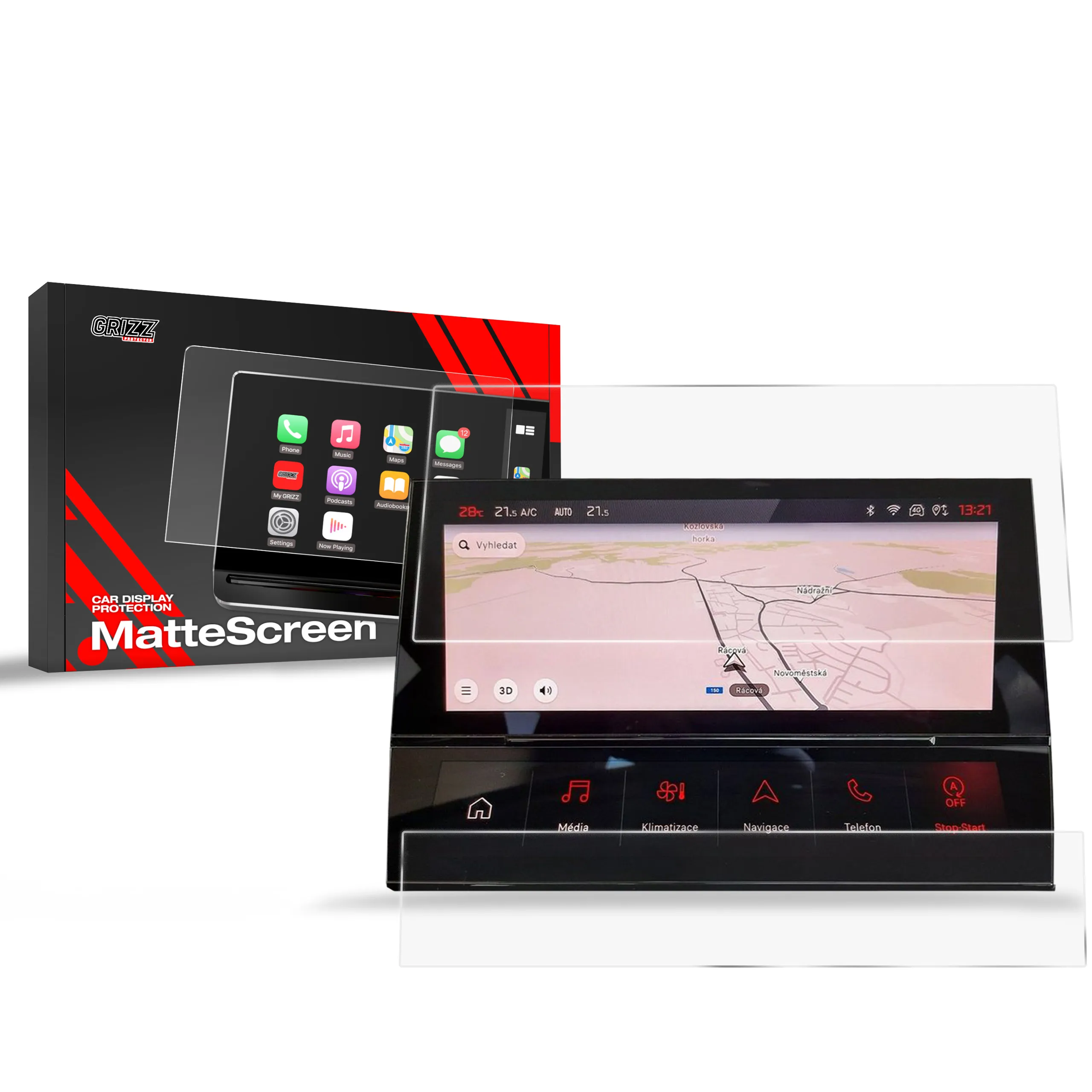 Skjermbeskytter 2-i-1 Peugeot 408 2022 - 2025 │ Matt Anti-fingeravtrykk Film Grizz MatteScreen
