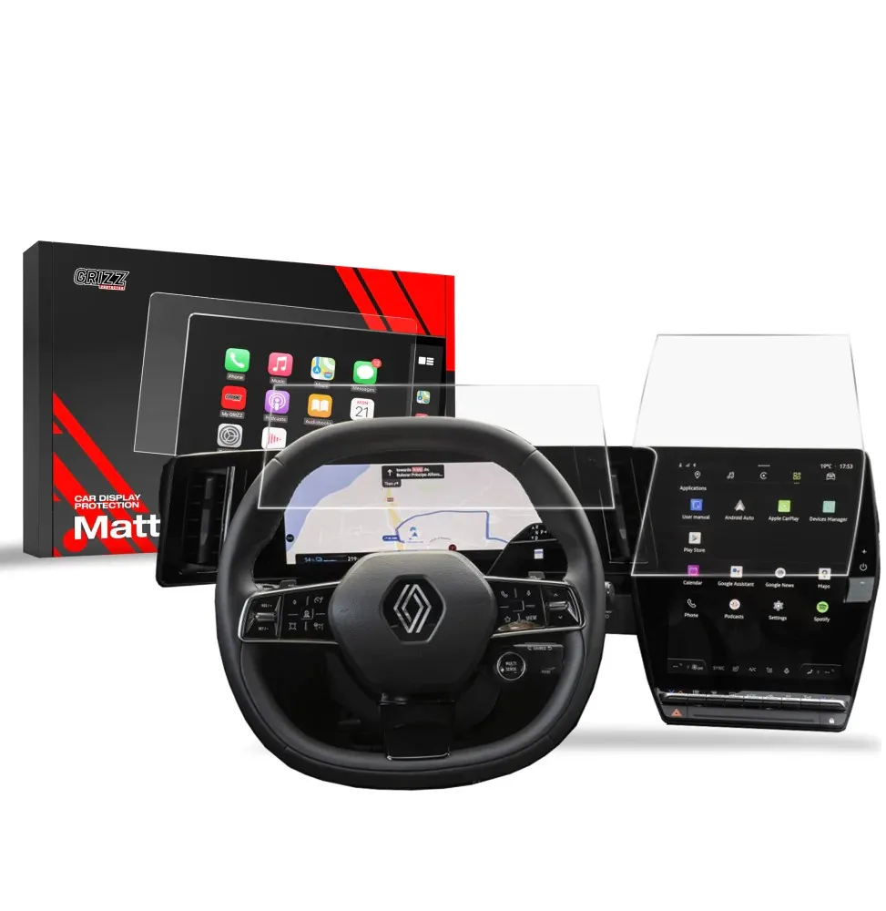 Skjermbeskytter 2-i-1 Renault Scenic E-Tech 12" 2024 - 2025 │ Matt Anti-fingeravtrykk Film Grizz MatteScreen