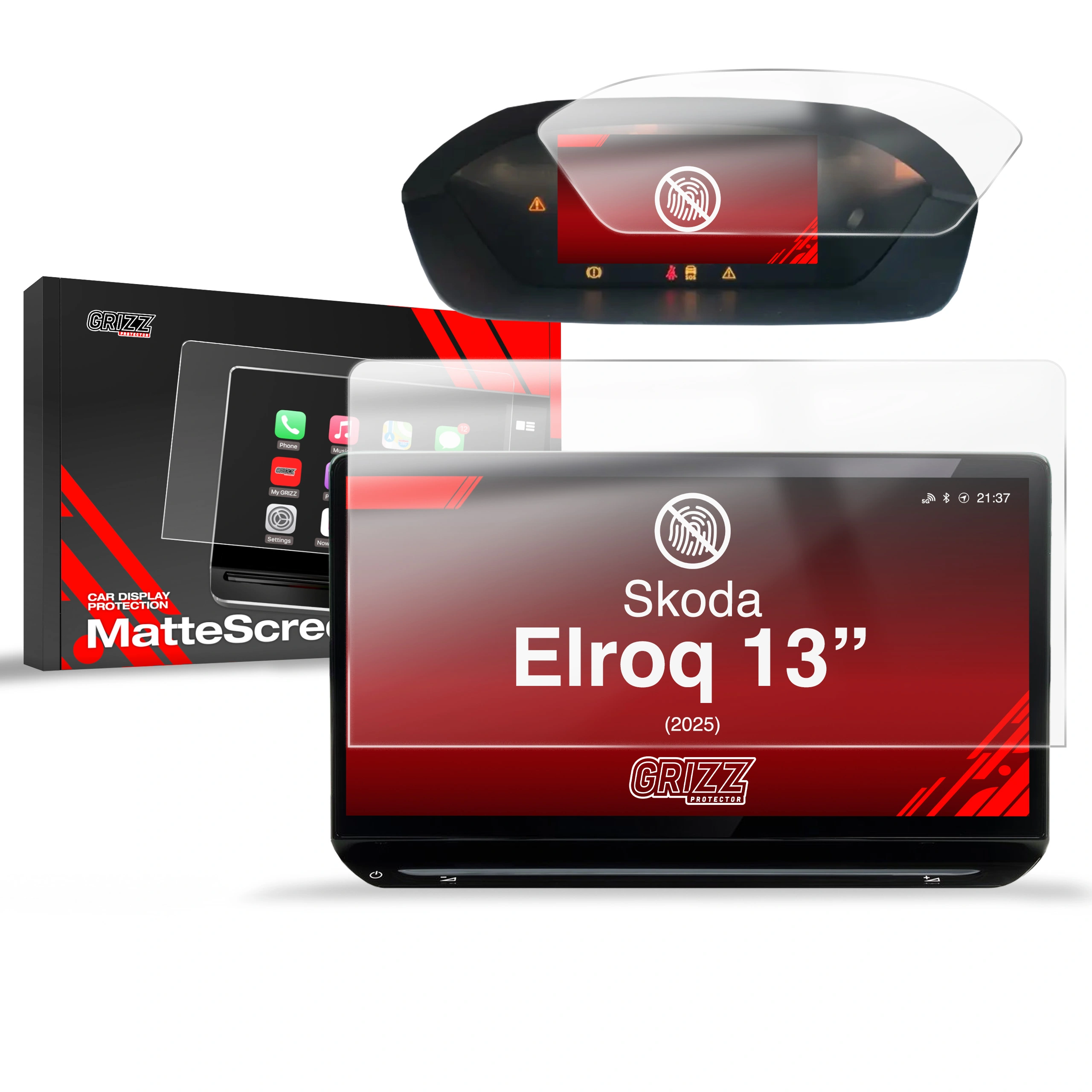 Skjermbeskytter 2-i-1 Skoda Elroq 2024 -> │ Matt Anti-fingeravtrykk Film Grizz MatteScreen