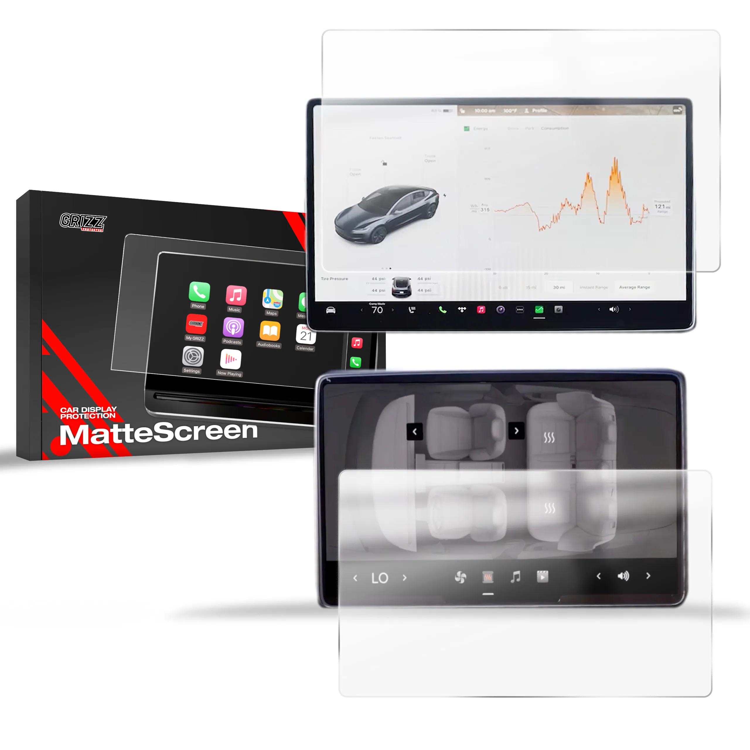 Skjermbeskytter 2-i-1 Tesla Model Y Juniper 2025 -> │ Matt Anti-fingeravtrykk Film Grizz MatteScreen