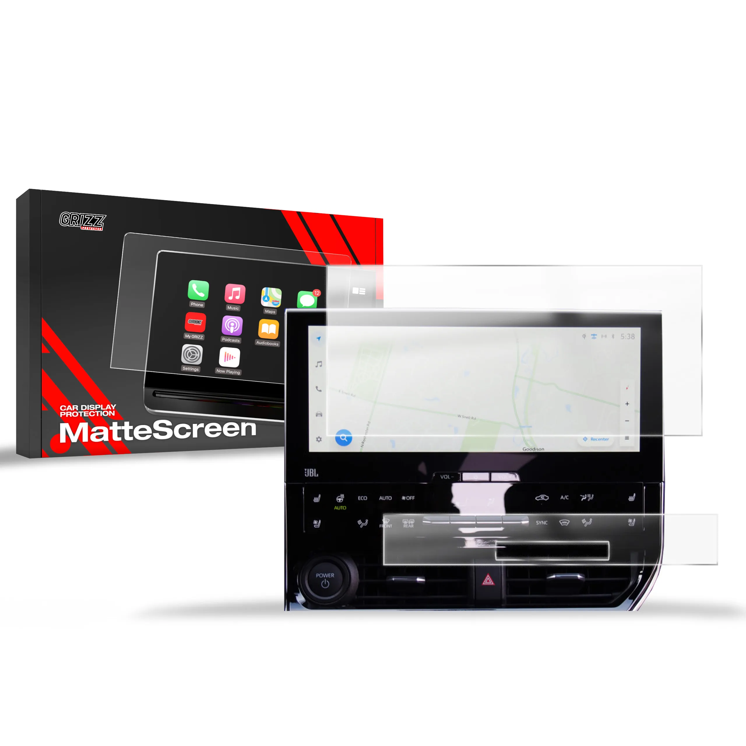 Skjermbeskytter 2-i-1 Toyota bZ4X 12,3" 2022 - 2025 │ Matt Anti-fingeravtrykk Film Grizz MatteScreen