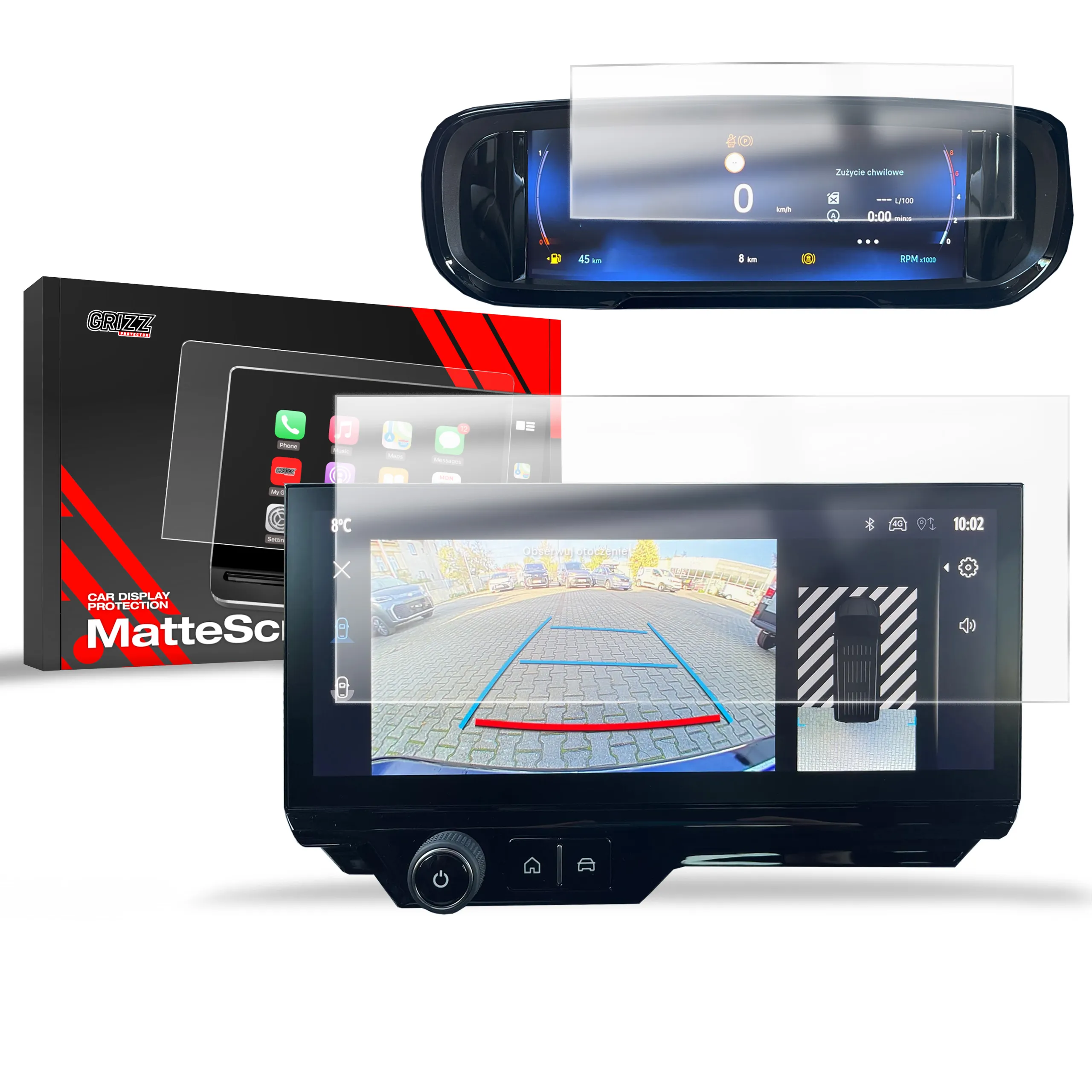 Skjermbeskytter 2-i-1 Toyota Proace City 10" 2024 - 2025 │ Matt Anti-fingeravtrykk Film Grizz MatteScreen