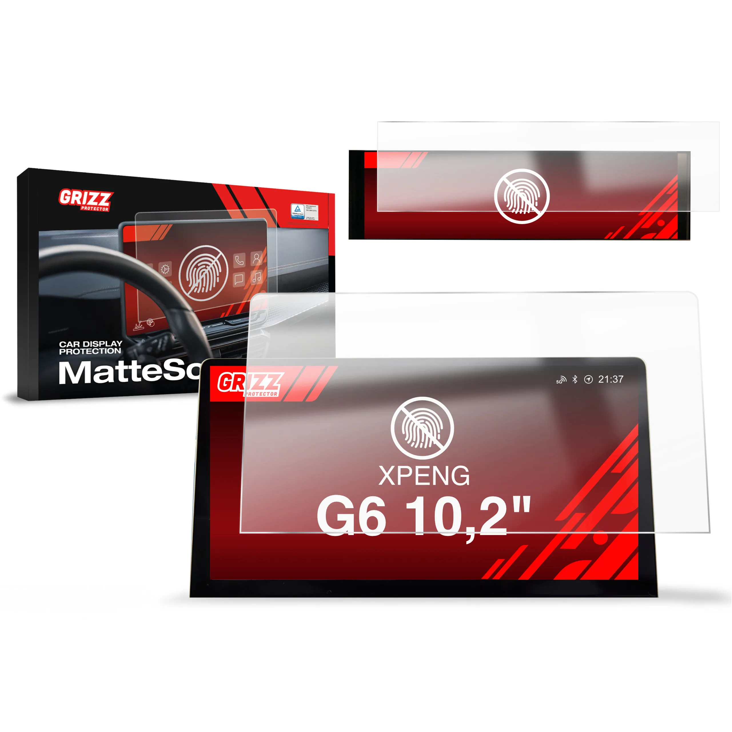 Skjermbeskytter 2-i-1 Xpeng G6 2023 - 2025 │ for 10,2" skjerm - Matt Anti-fingeravtrykk Film Grizz MatteScreen