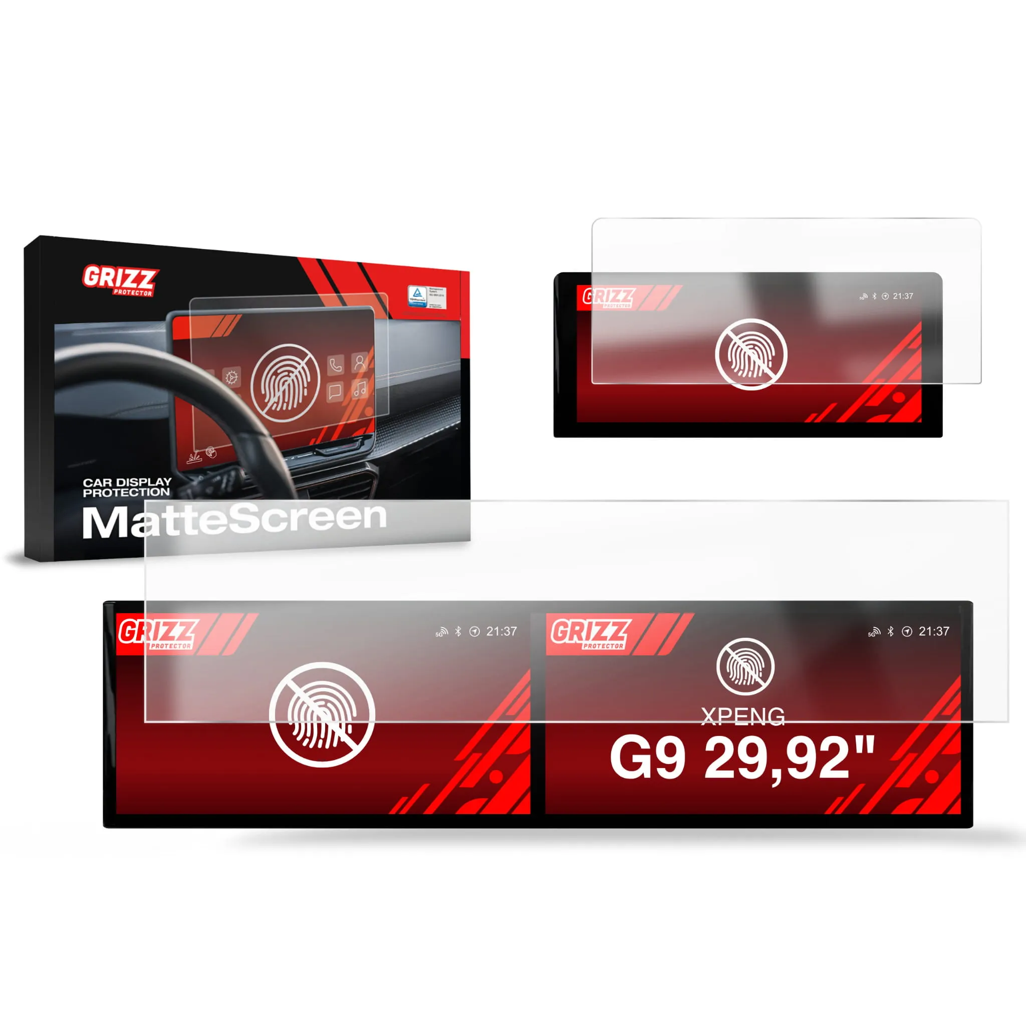Skjermbeskytter 2-i-1 Xpeng G9 2022 -> │ Matt Anti-fingeravtrykk Film Grizz MatteScreen