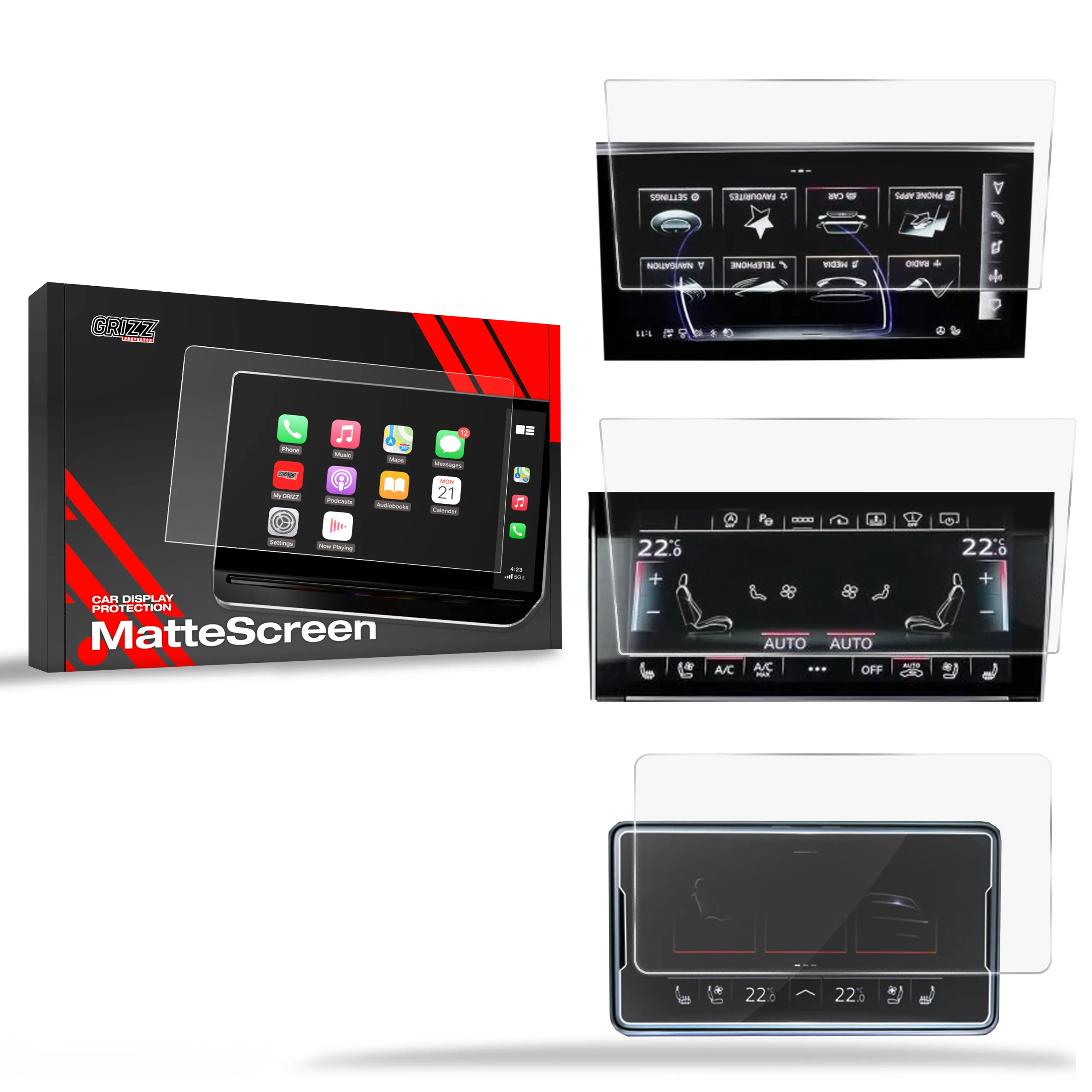 Skjermbeskytter 3-i-1 Audi A8 D5 2022 - 2025 │ Matt Anti-fingeravtrykk Film Grizz MatteScreen