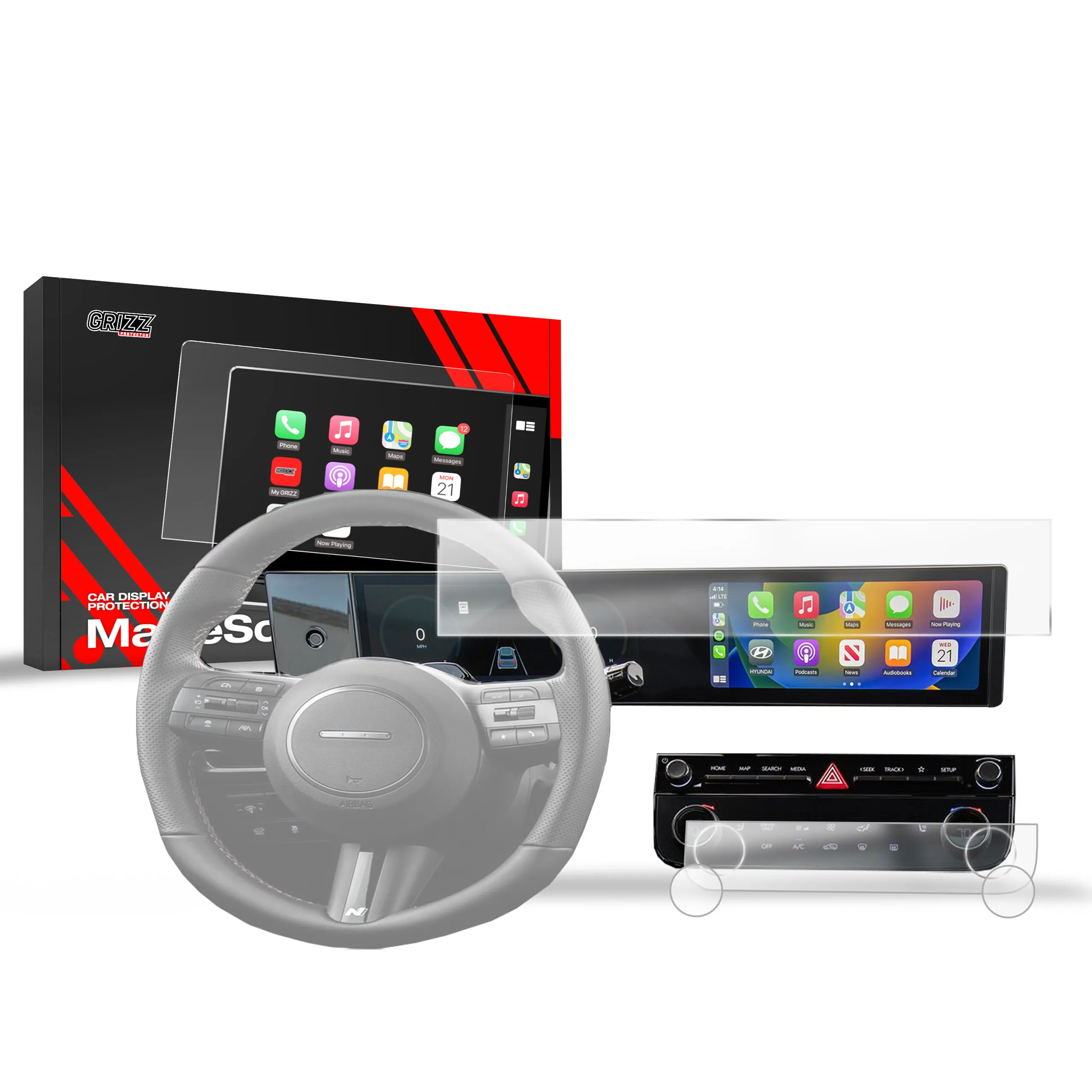 Skjermbeskytter 3-i-1 Hyundai Tucson 12,3" 2024 - 2025 │ Matt Anti-fingeravtrykk Film Grizz MatteScreen