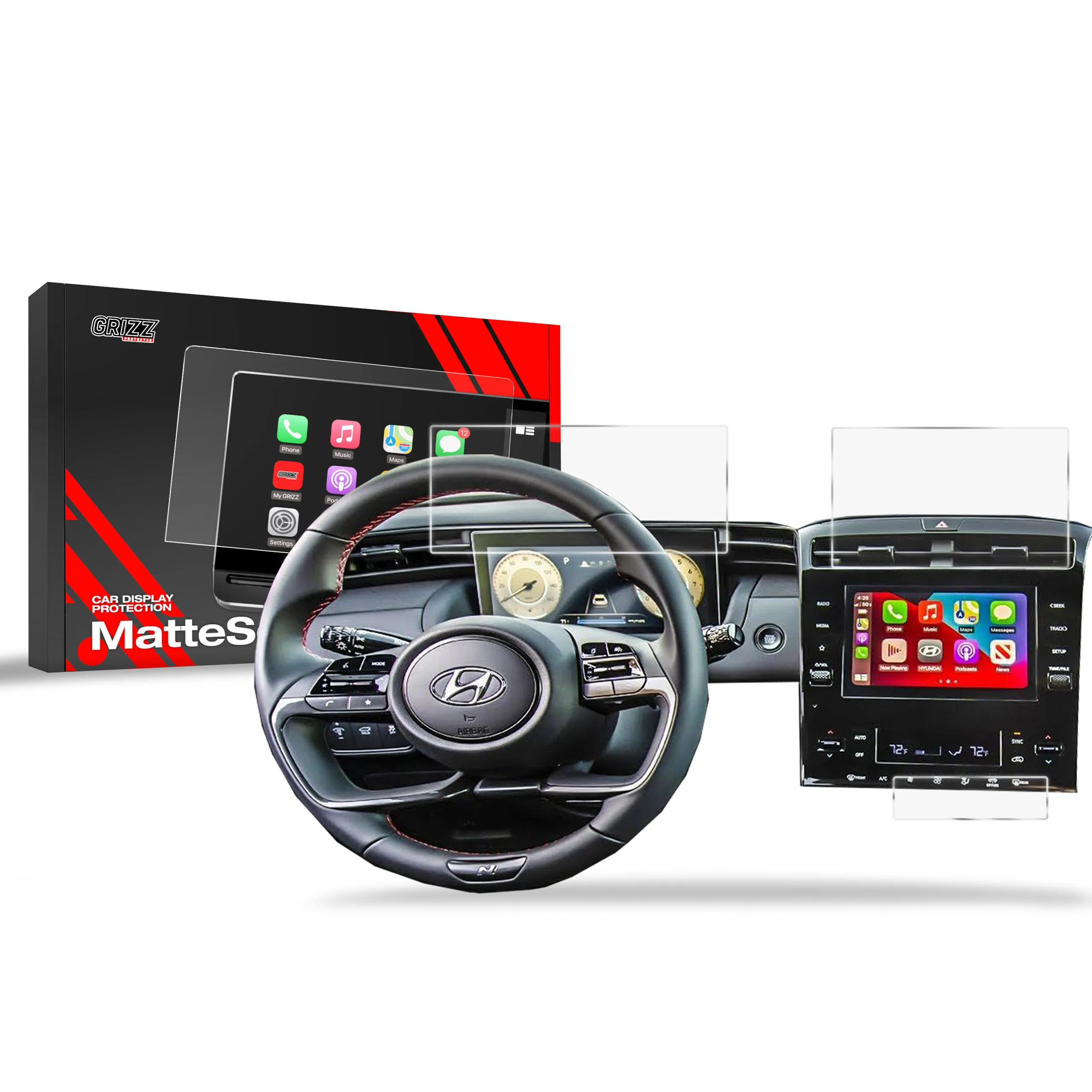 Skjermbeskytter 3-i-1 Hyundai Tucson 8" 2020 - 2024 │ Matt Anti-fingeravtrykk Film Grizz MatteScreen
