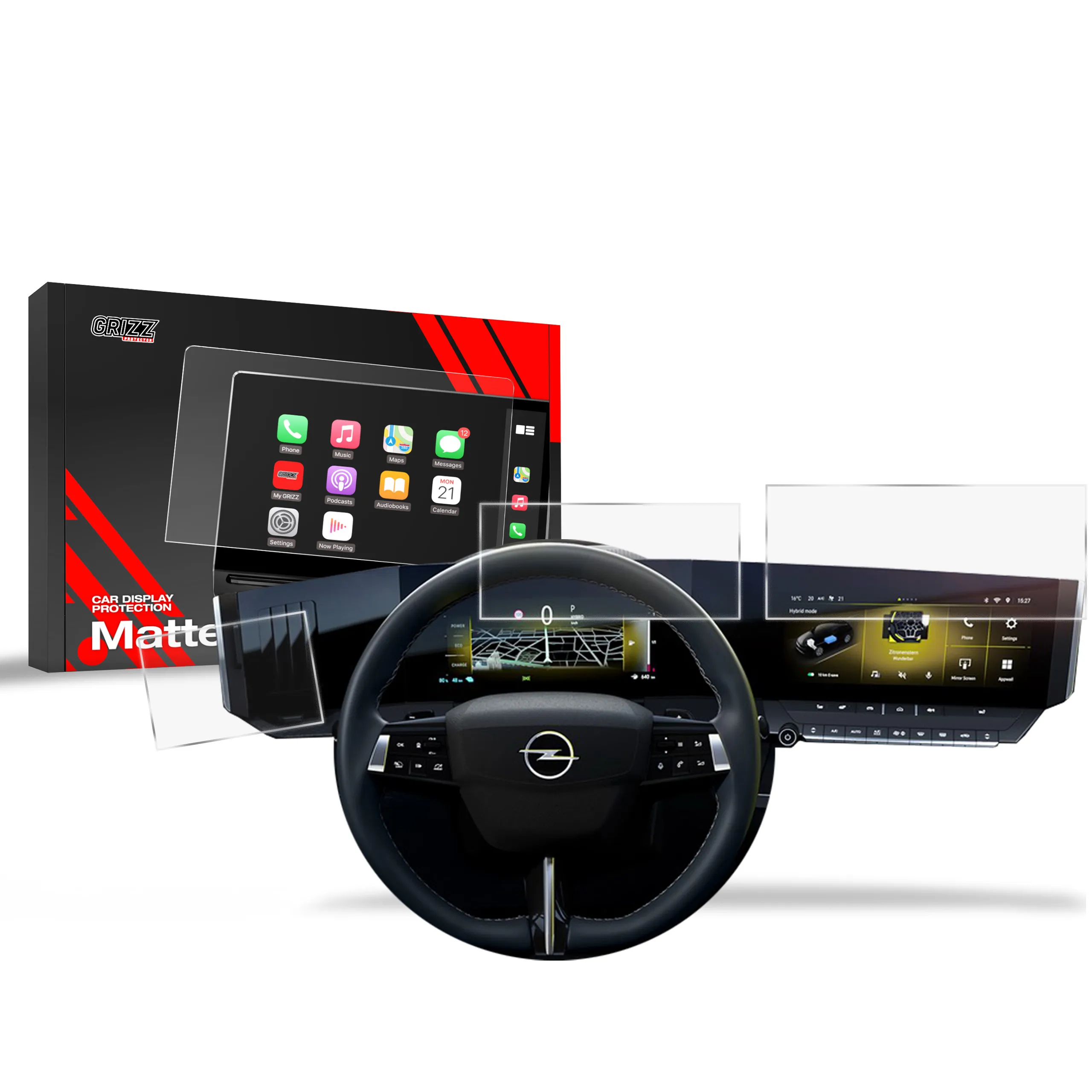 Skjermbeskytter 3-i-1 Opel Astra L Pure Panel 10" 2021 - 2025 │ Matt Anti-fingeravtrykk Film Grizz MatteScreen