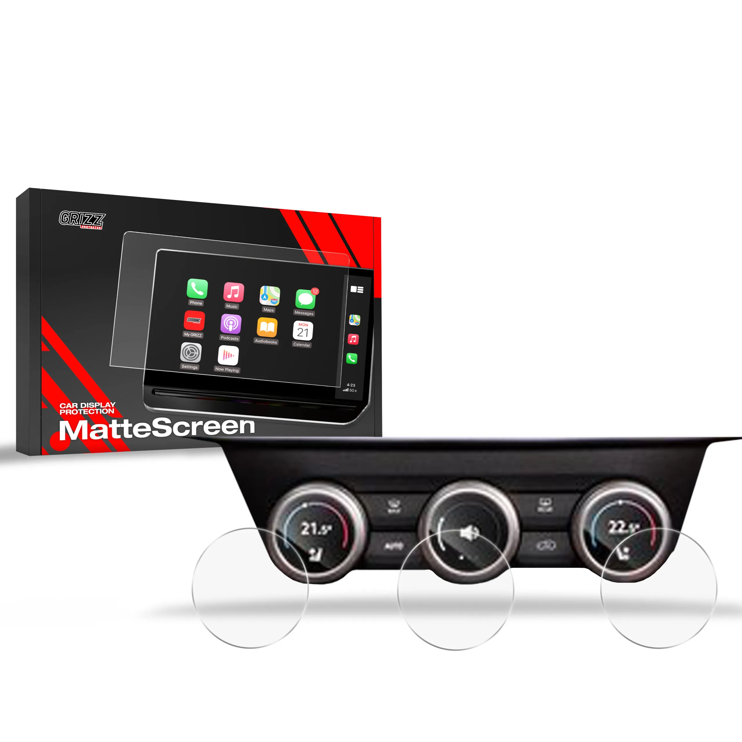 Skjermbeskytter 3-i-1 Skoda Kodiaq II 2024 - 2025 │ Matt Anti-fingeravtrykk Film Grizz MatteScreen