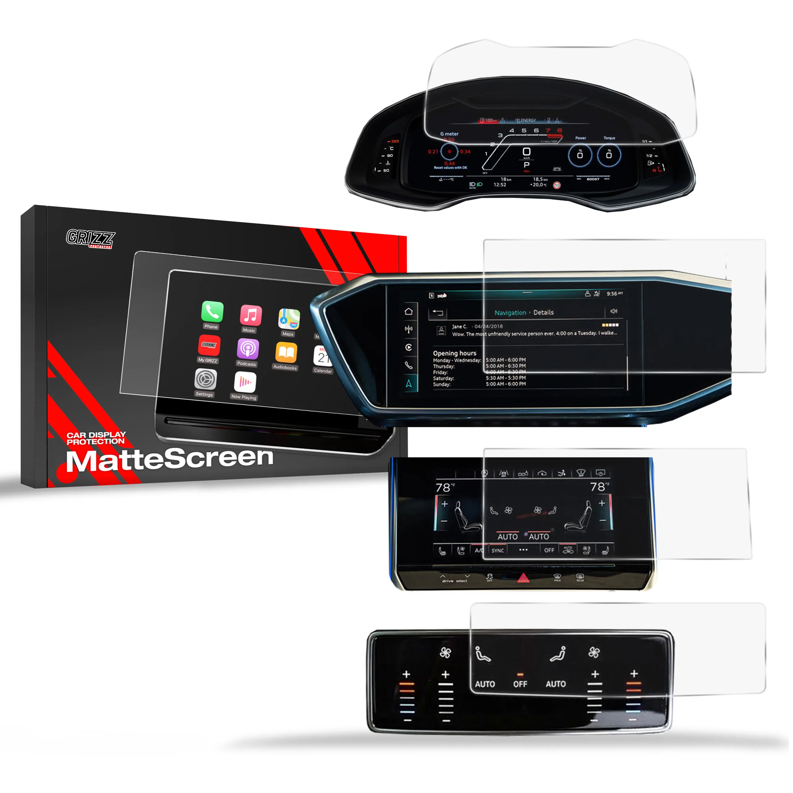 Skjermbeskytter 4-i-1 Audi A7 C8 2018 - 2025 │ Matt Anti-fingeravtrykk Film Grizz MatteScreen
