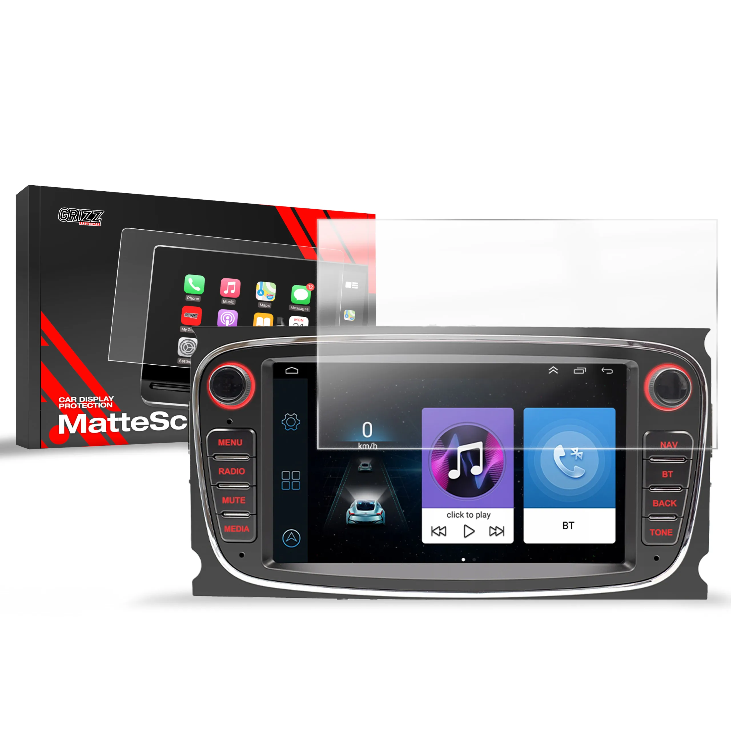 Skjermbeskytter Android Radio 2DIN 7" Ford │ Matt Anti-fingeravtrykk Film Grizz MatteScreen