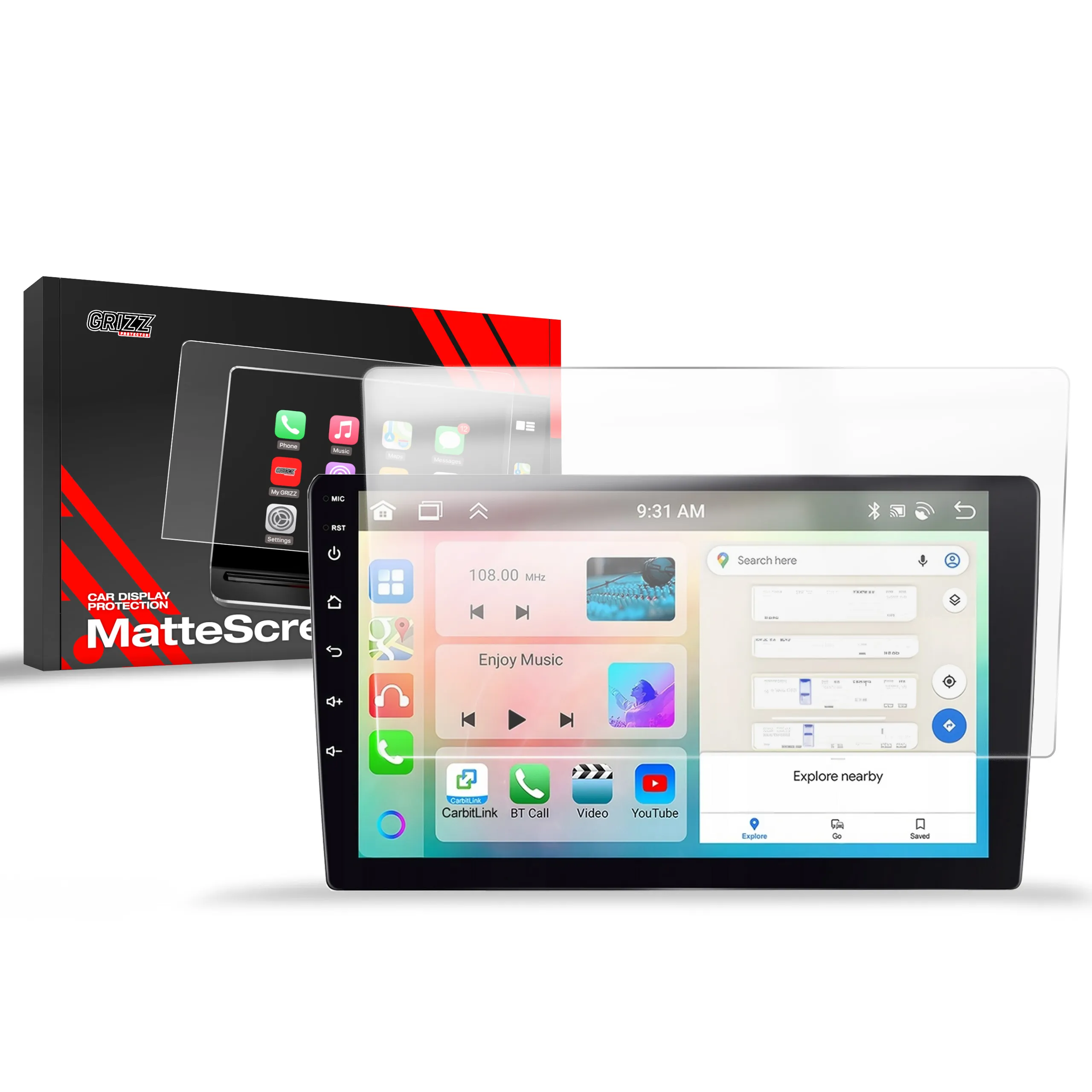 Skjermbeskytter Android Radio Allnoel A3453 9" │ Matt Anti-fingeravtrykk Film Grizz MatteScreen