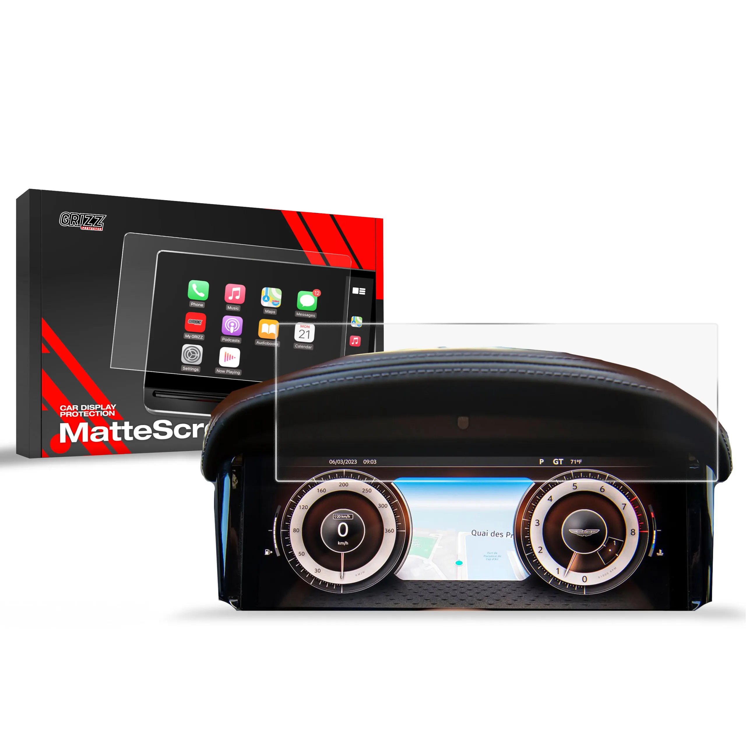 Skjermbeskytter Aston Martin DB12 Virtual Cockpit 2024 - 2025 │ Matt Anti-fingeravtrykk Film Grizz MatteScreen