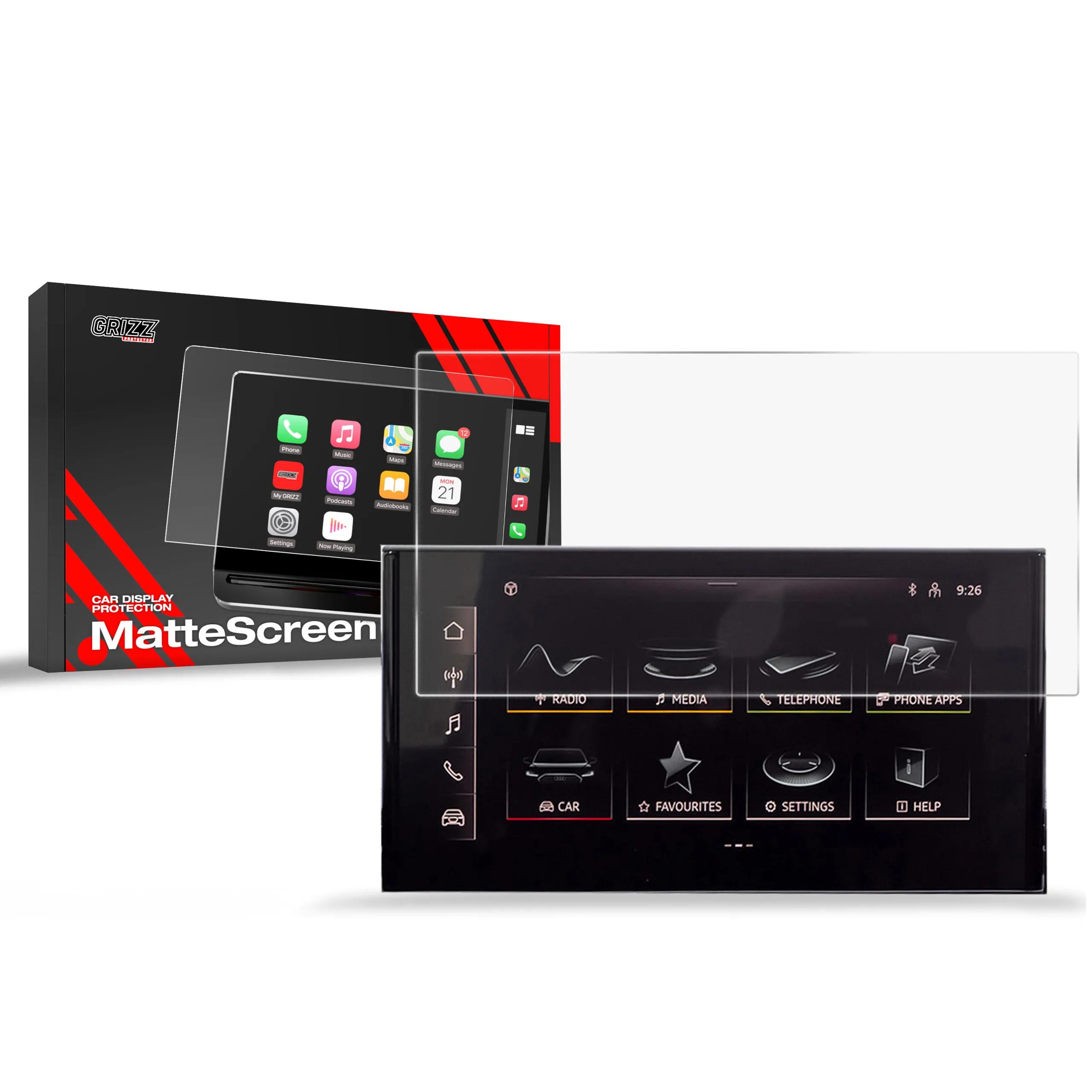 Skjermbeskytter Audi A3 8V 8" 2012 - 2019 │ Matt Anti-fingeravtrykk Film Grizz MatteScreen
