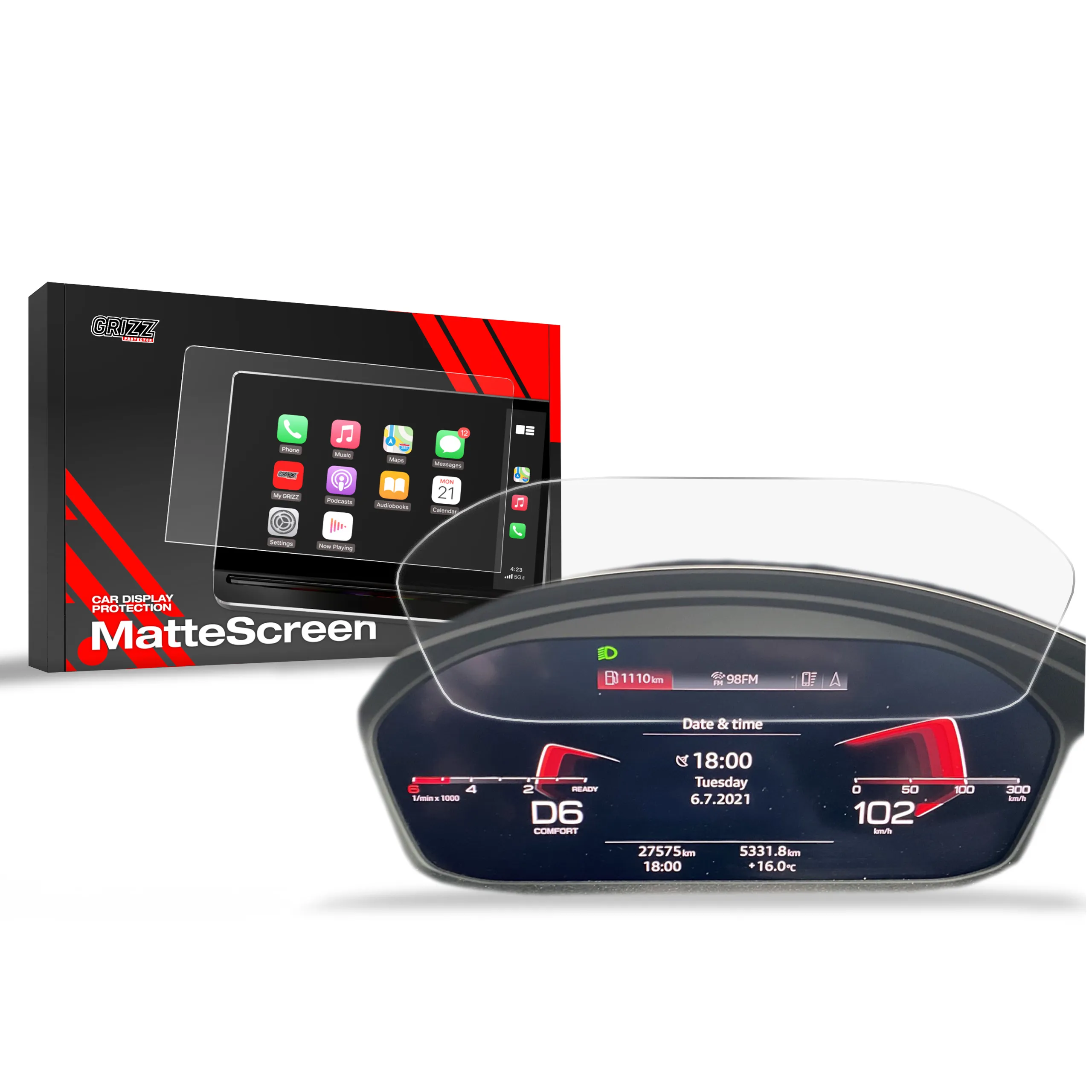 Skjermbeskytter Audi A5 F5 Virtual Cockpit Plus 12,3" 2020 - 2024 │ Matt Anti-fingeravtrykk Film Grizz MatteScreen