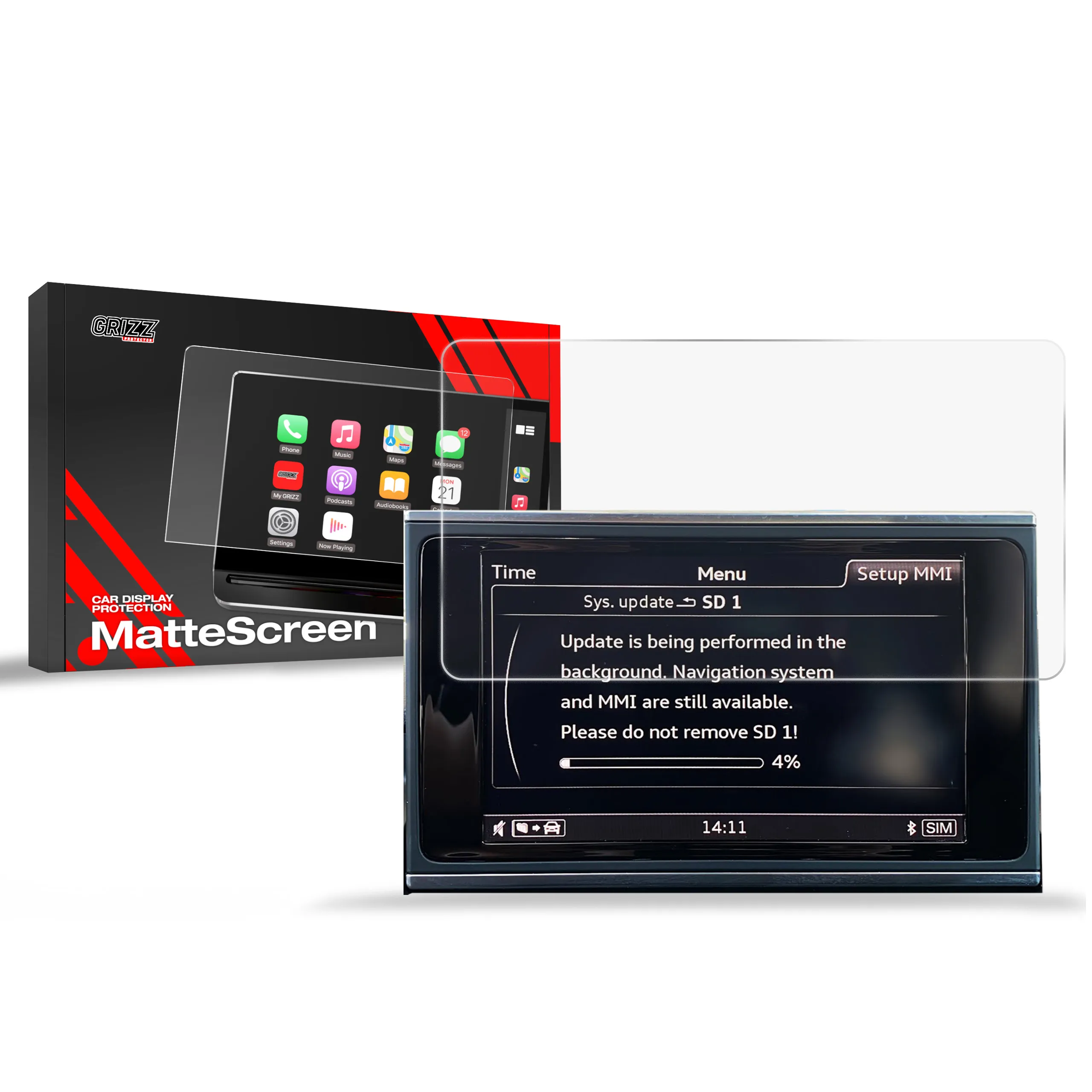 Skjermbeskytter Audi A7 C7 MMI 8" 2012 - 2018 │ Matt Anti-fingeravtrykk Film Grizz MatteScreen