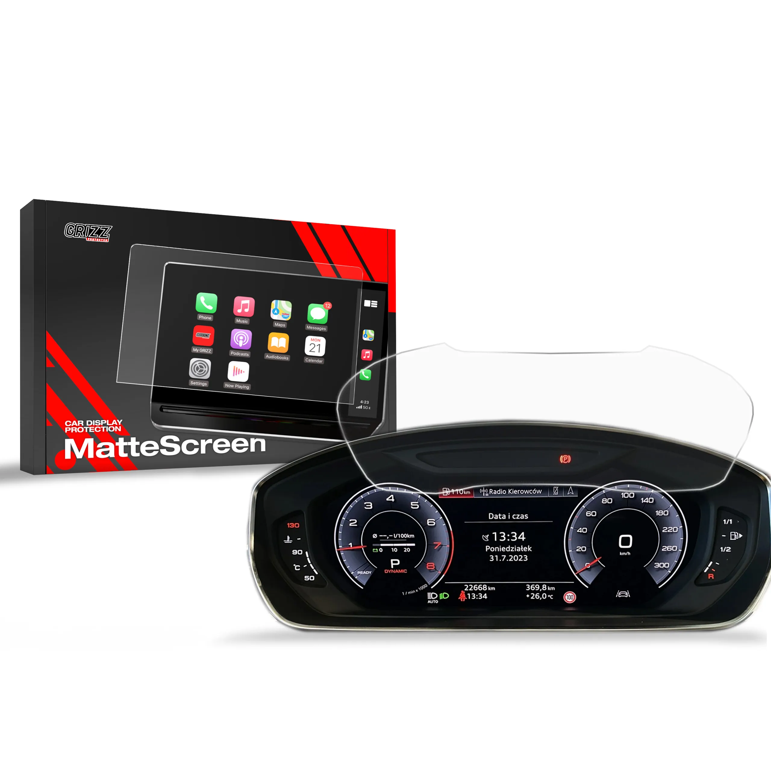 Skjermbeskytter Audi A8 Virtual Cockpit 10,25" 2021 - 2025 │ Matt Anti-fingeravtrykk Film Grizz MatteScreen
