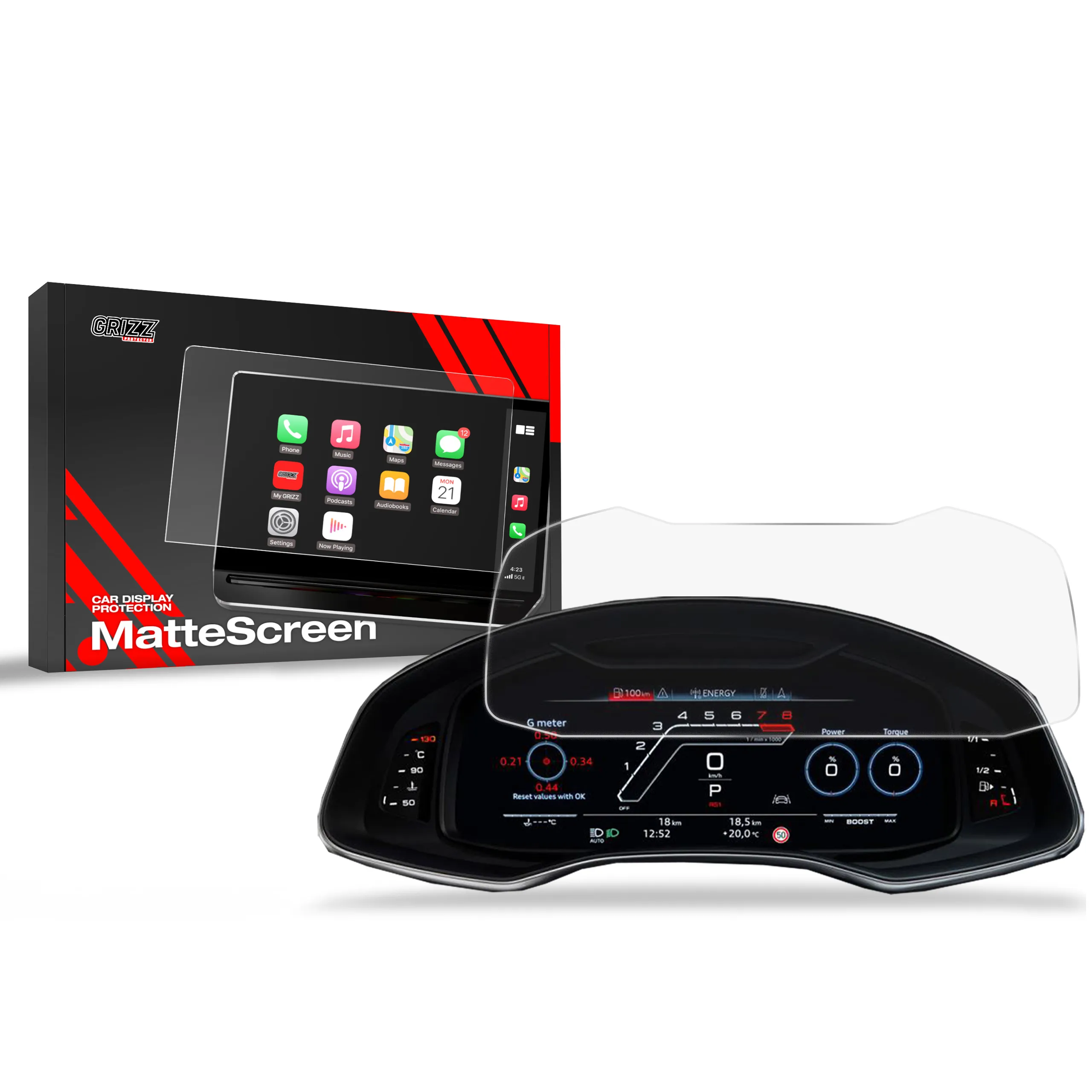 Skjermbeskytter Audi Q7 Virtual Cockpit 12,3" 2019 - 2025 │ Matt Anti-fingeravtrykk Film Grizz MatteScreen
