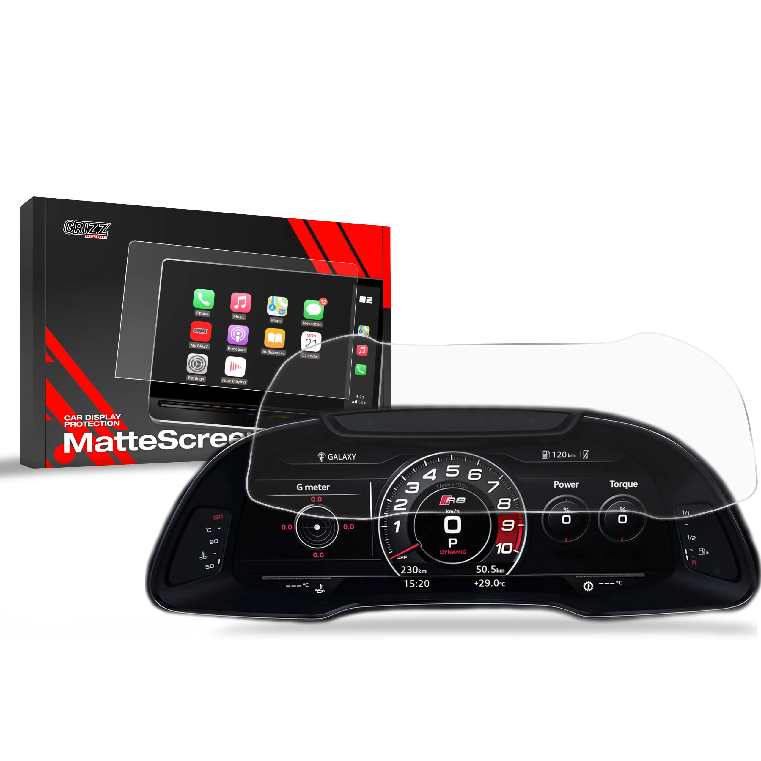 Skjermbeskytter Audi R8 II Virtual Cockpit 12,3" 2015 - 2023 │ Matt Anti-fingeravtrykk Film Grizz MatteScreen