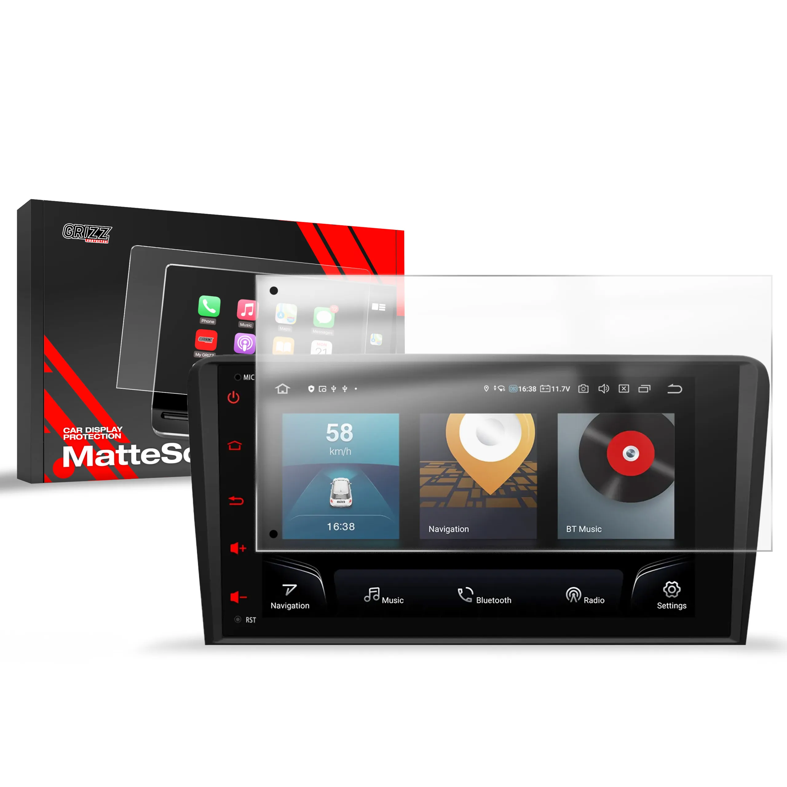 Skjermbeskytter Audi RS3 8P Android Radio 2011 - 2012 │ Matt Anti-fingeravtrykk Film Grizz MatteScreen