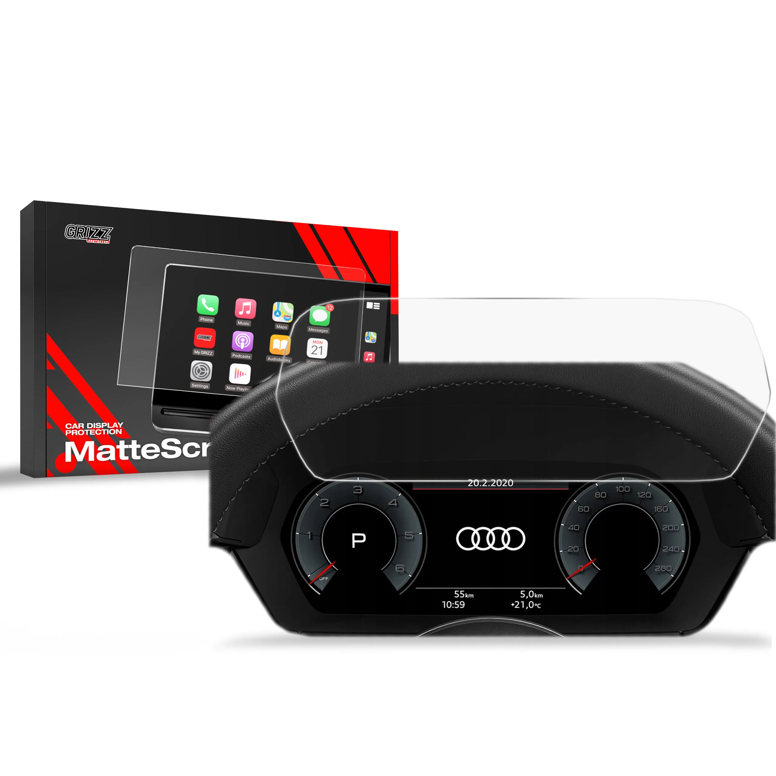 Skjermbeskytter Audi RS3 8Y Virtual Cockpit Plus 12,3" 2020 - 2025 │ Matt Anti-fingeravtrykk Film Grizz MatteScreen