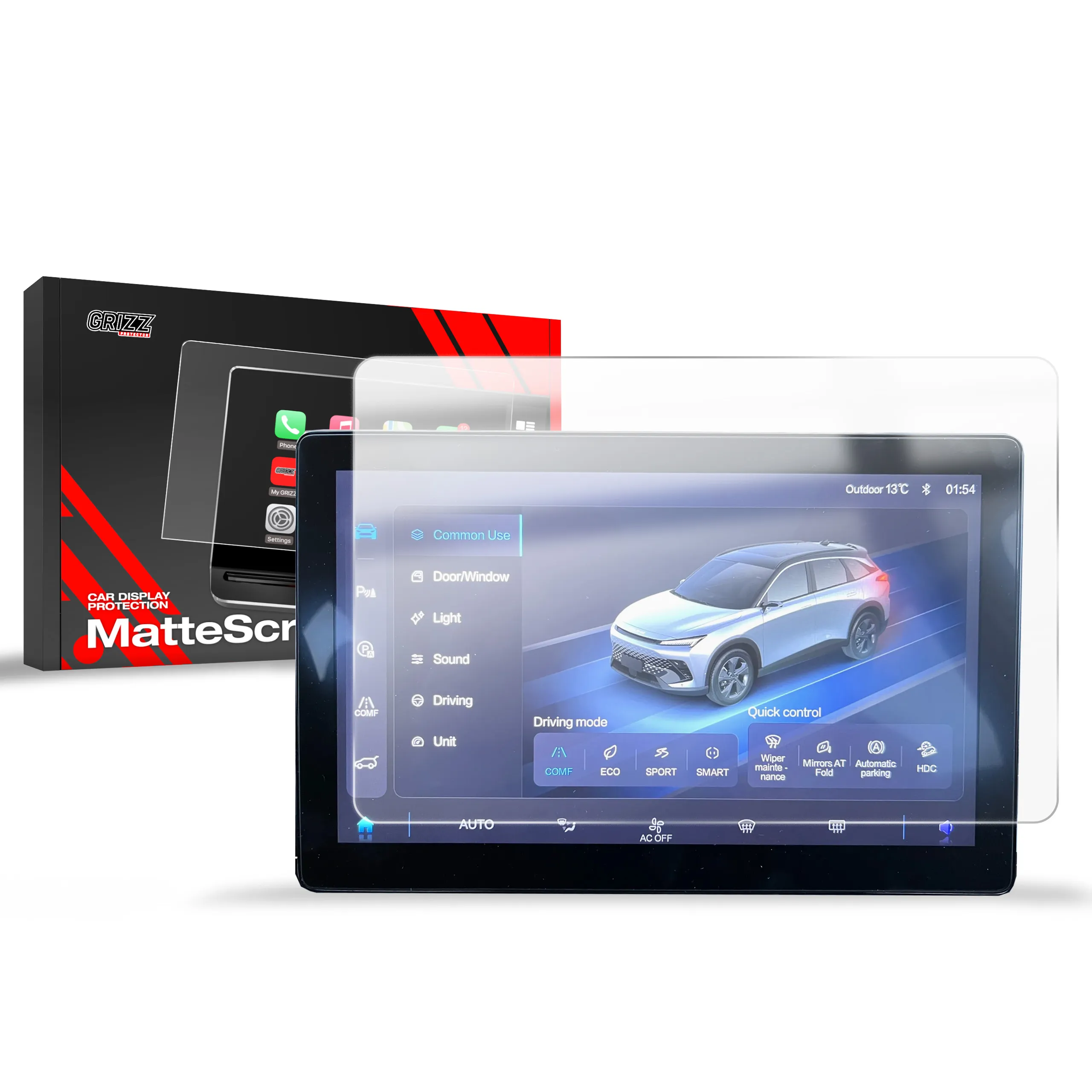 Skjermbeskytter BAIC BEIJING 5 10,1" 2023 - 2025 │ Matt Anti-fingeravtrykk Film Grizz MatteScreen