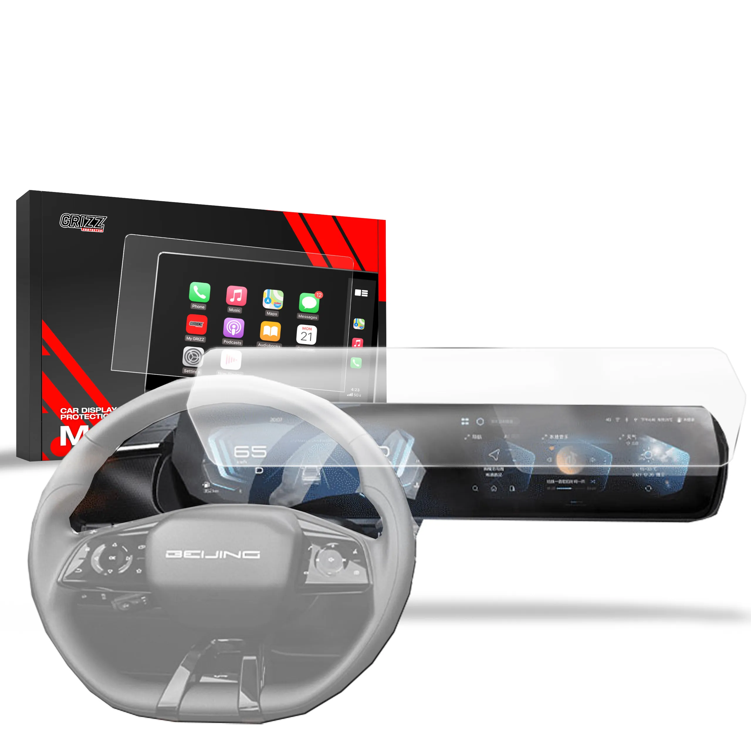 Skjermbeskytter BAIC BEIJING 7 2024 - 2025 │ Matt Anti-fingeravtrykk Film Grizz MatteScreen