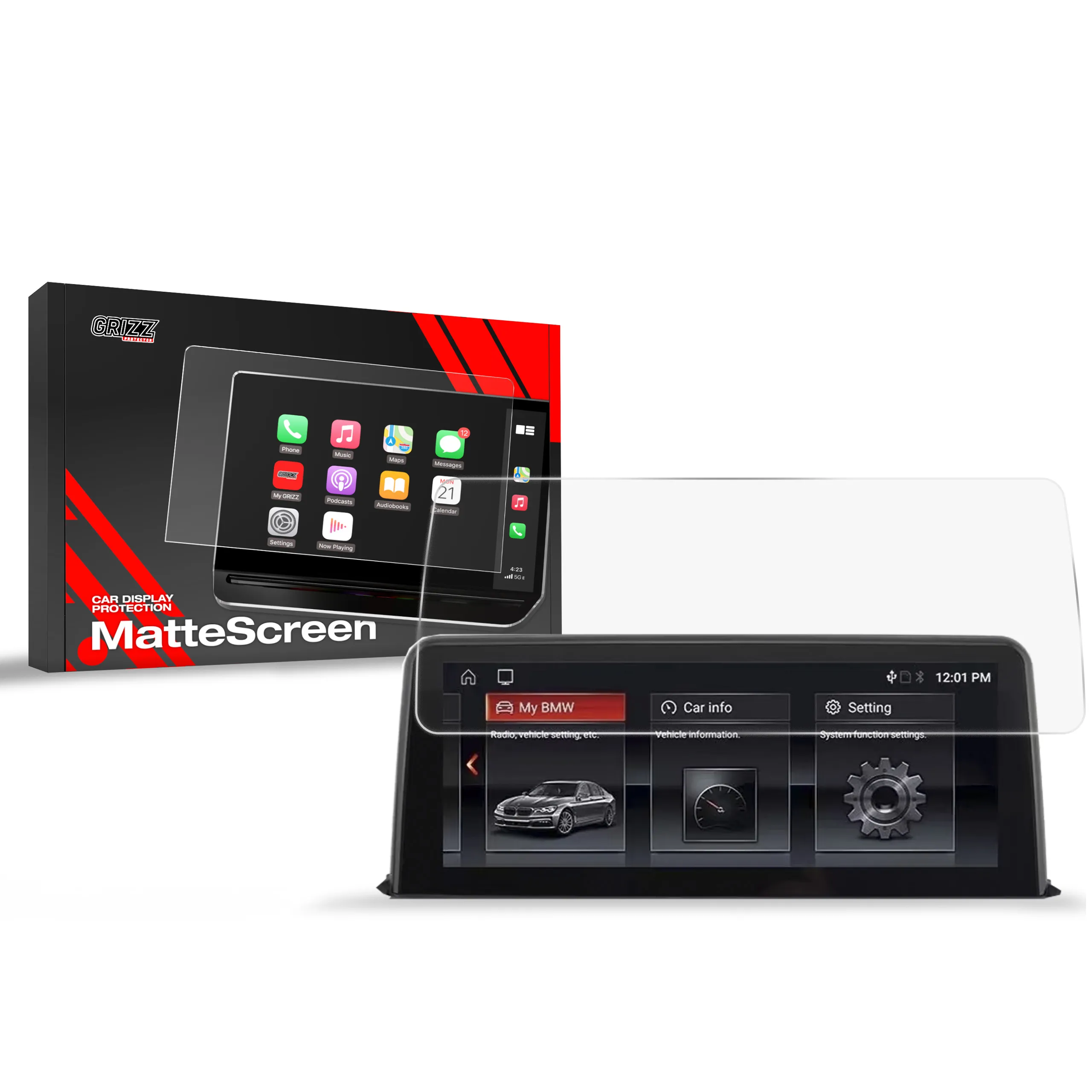 Skjermbeskytter BMW 3 F34 GT 8,8" 2015 - 2020 │ Matt Anti-fingeravtrykk Film Grizz MatteScreen