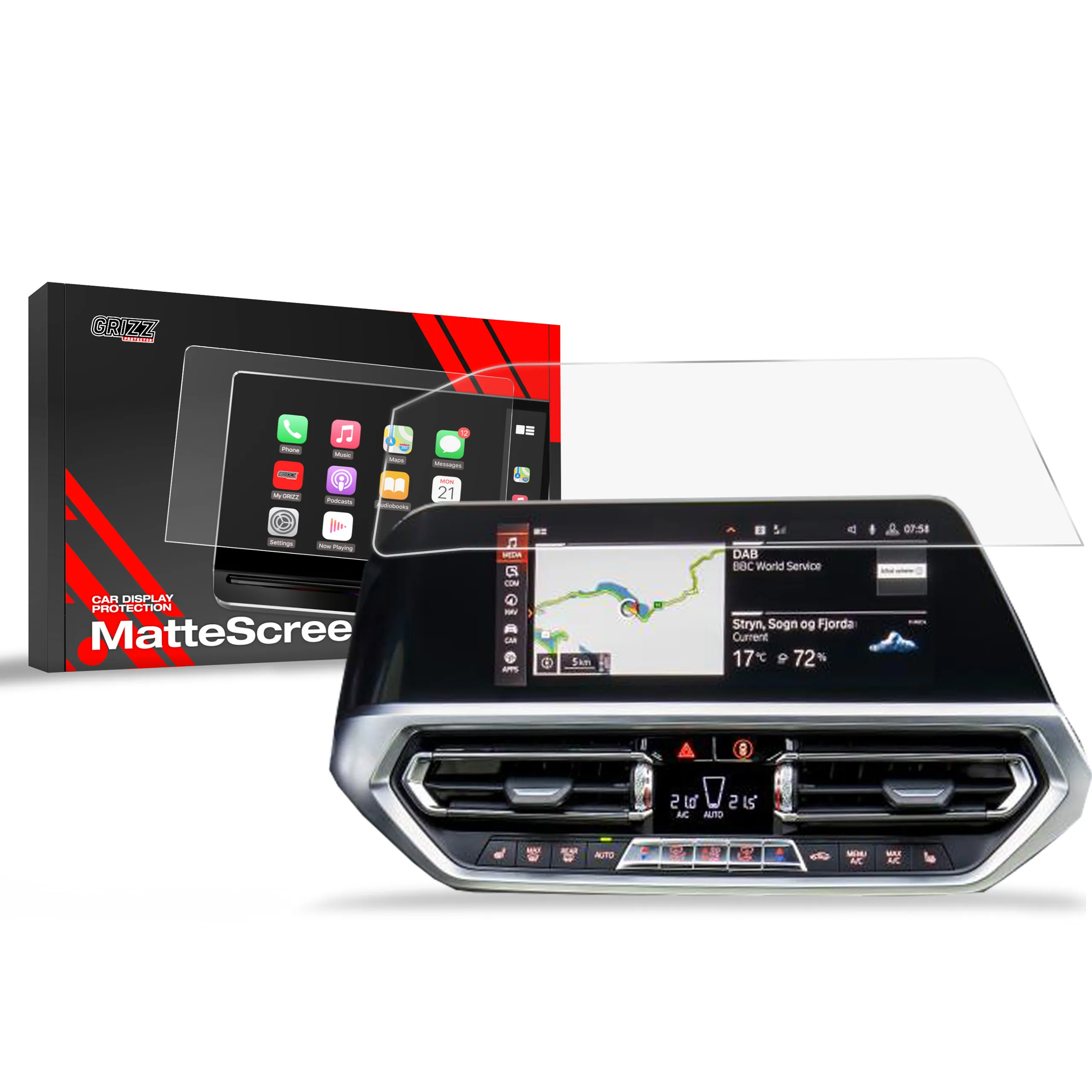 Skjermbeskytter BMW 4 G22 10,25" 2020 - 2023 │ Matt Anti-fingeravtrykk Film Grizz MatteScreen