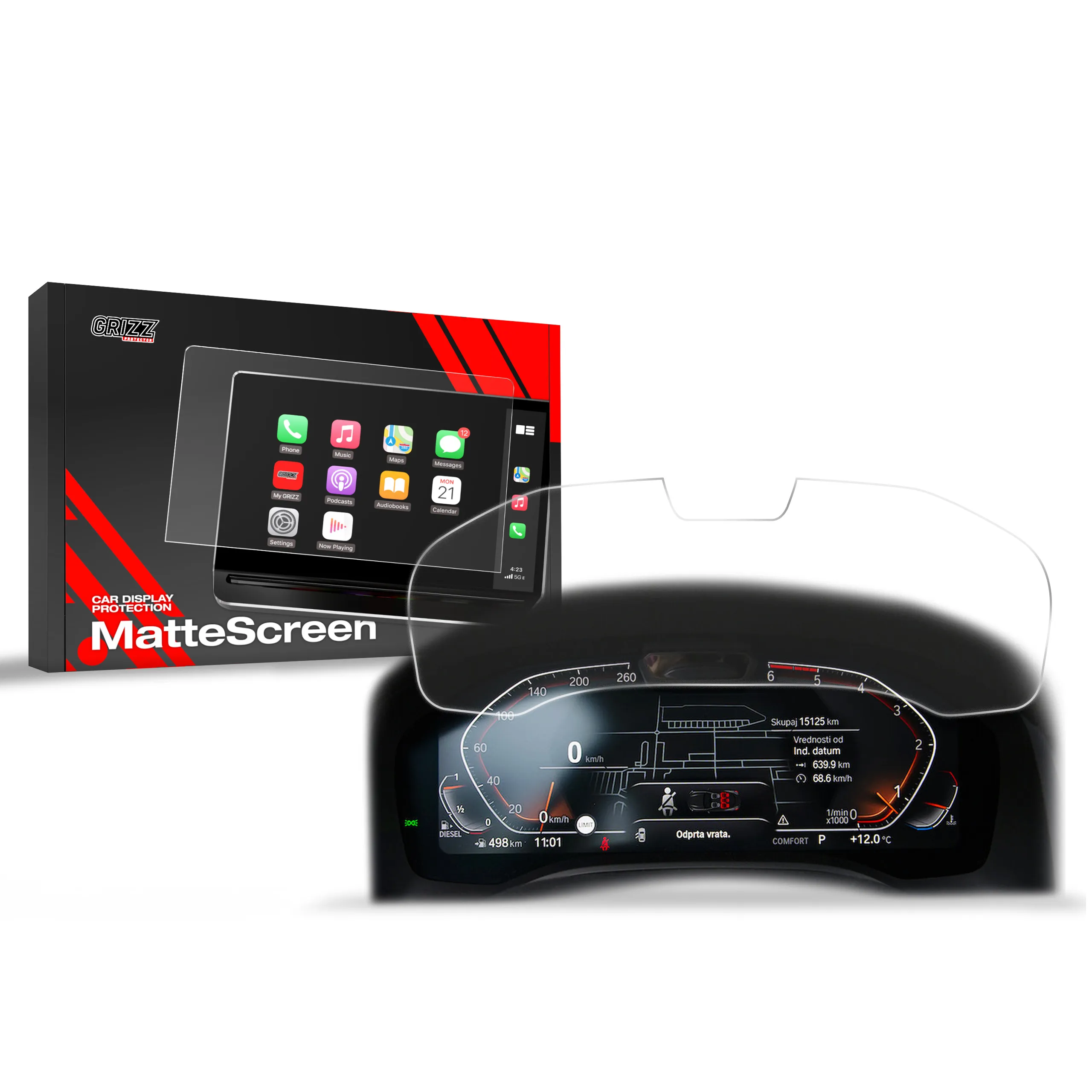 Skjermbeskytter BMW 4 G22 Live Cockpit Sensor 12,3" 2020 - 2023 │ Matt Anti-fingeravtrykk Film Grizz MatteScreen