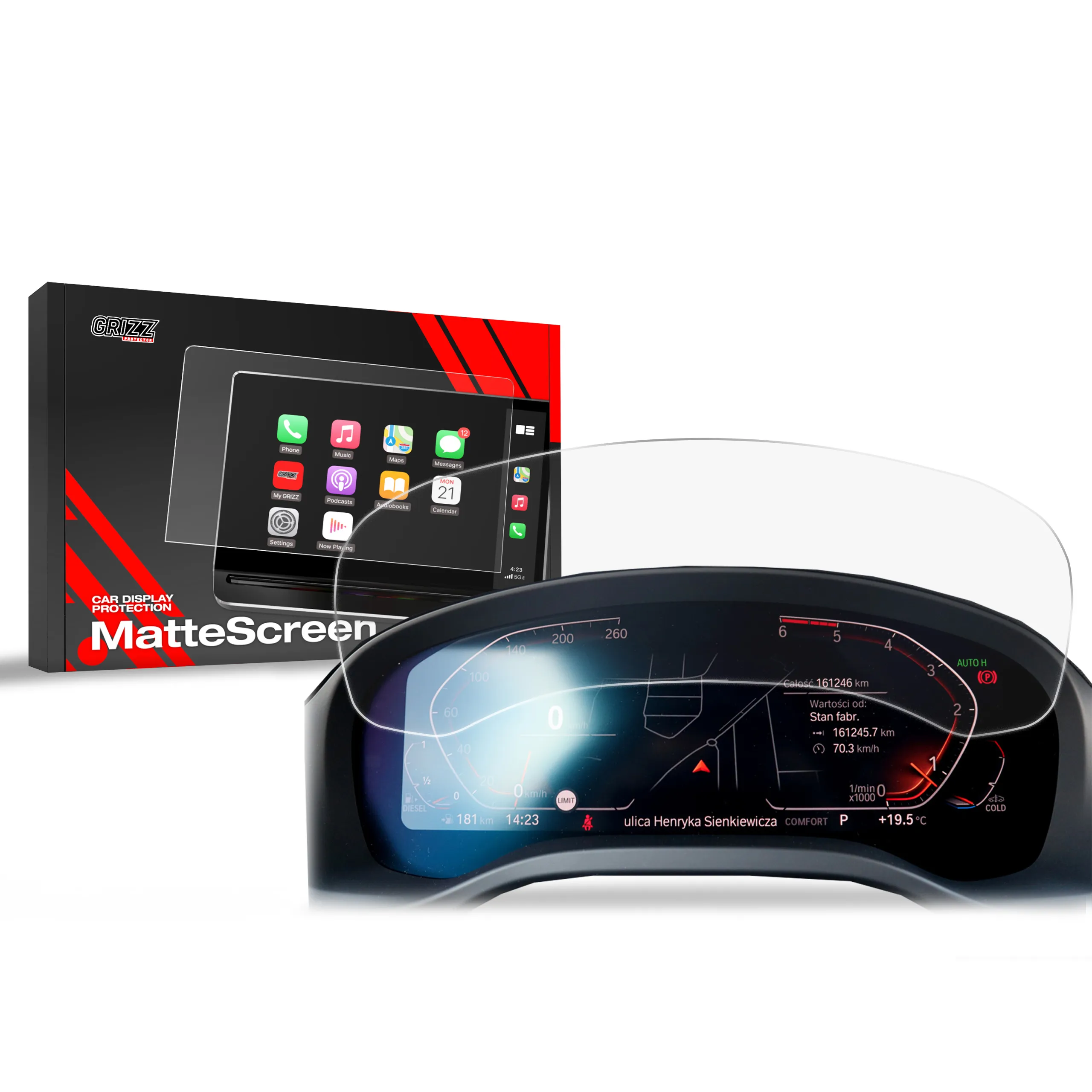 Skjermbeskytter BMW M4 G82 Live Cockpit 12,3" 2020 - 2023 │ Matt Anti-fingeravtrykk Film Grizz MatteScreen Image 1