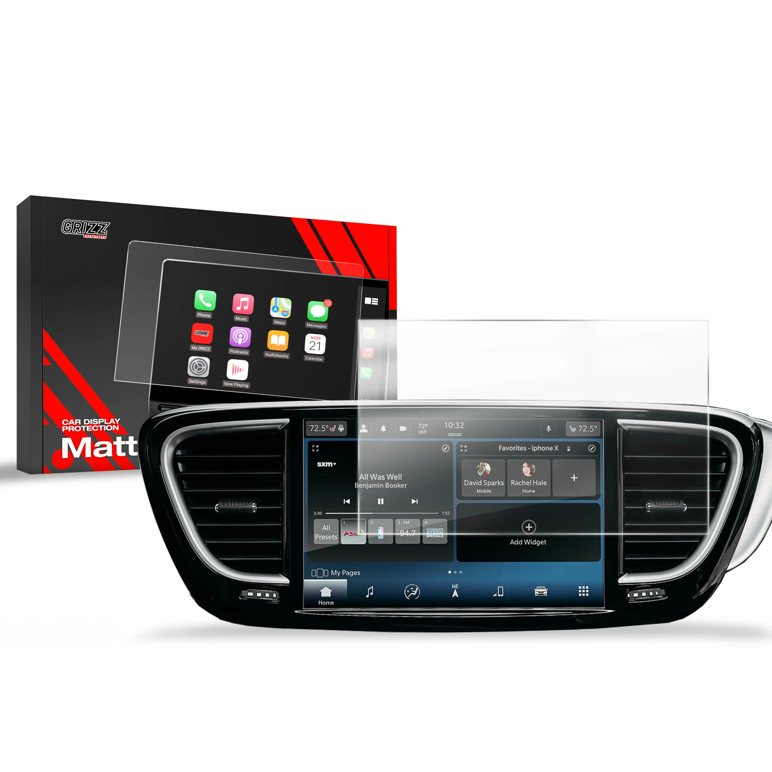 Skjermbeskytter Chrysler Pacifica 2020 - 2025 │ Matt Anti-fingeravtrykk Film Grizz MatteScreen